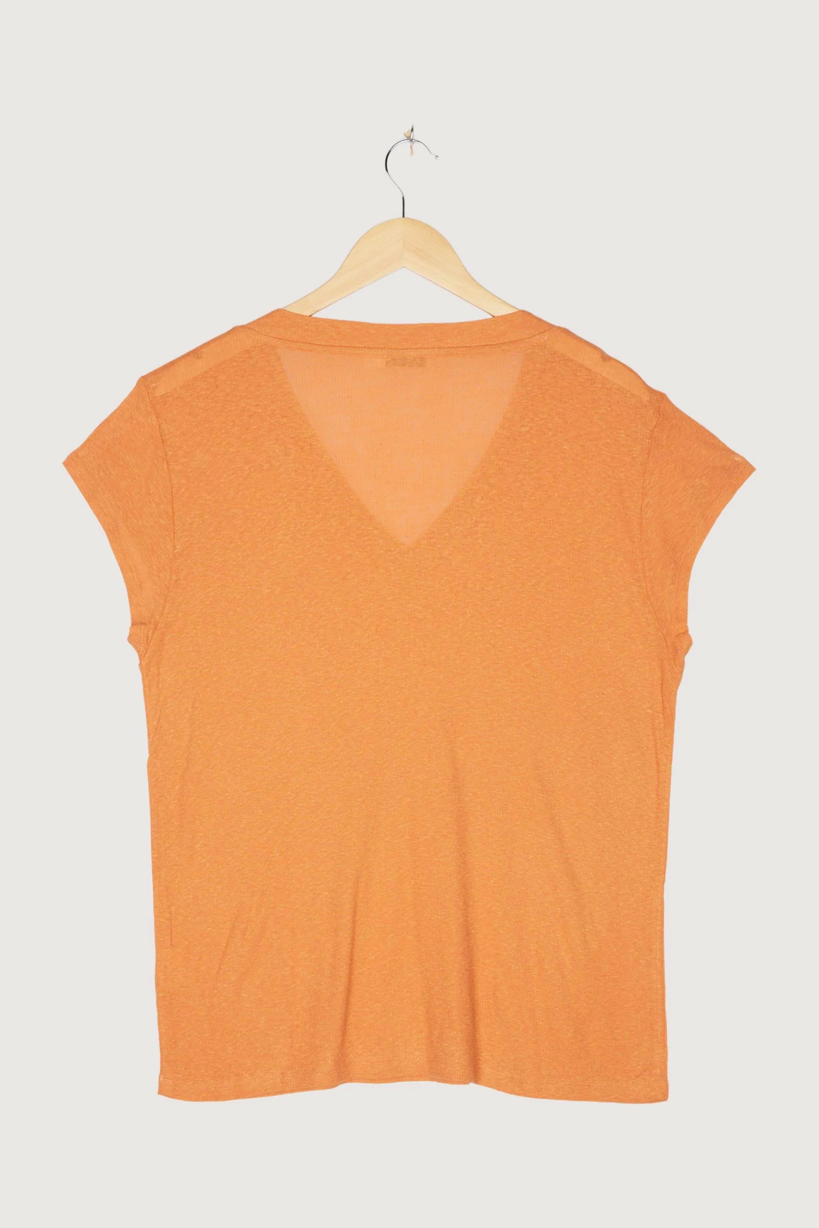Second Hand V-Shirt aus Bio-Baumwolle mit Seide und Leinen - Image 5