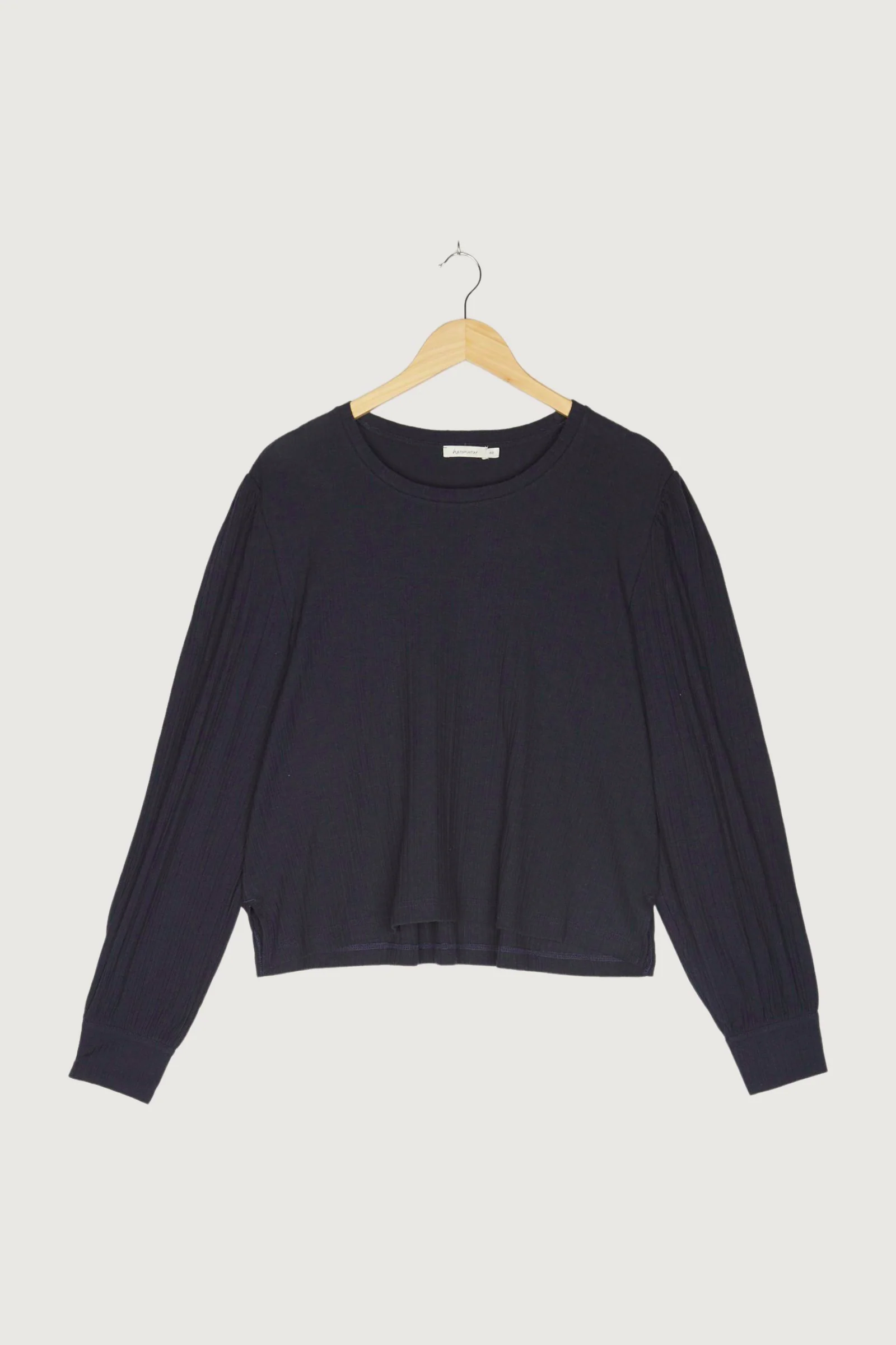 Secondhand Ajour-Shirt aus Bio-Baumwolle mit Schurwolle