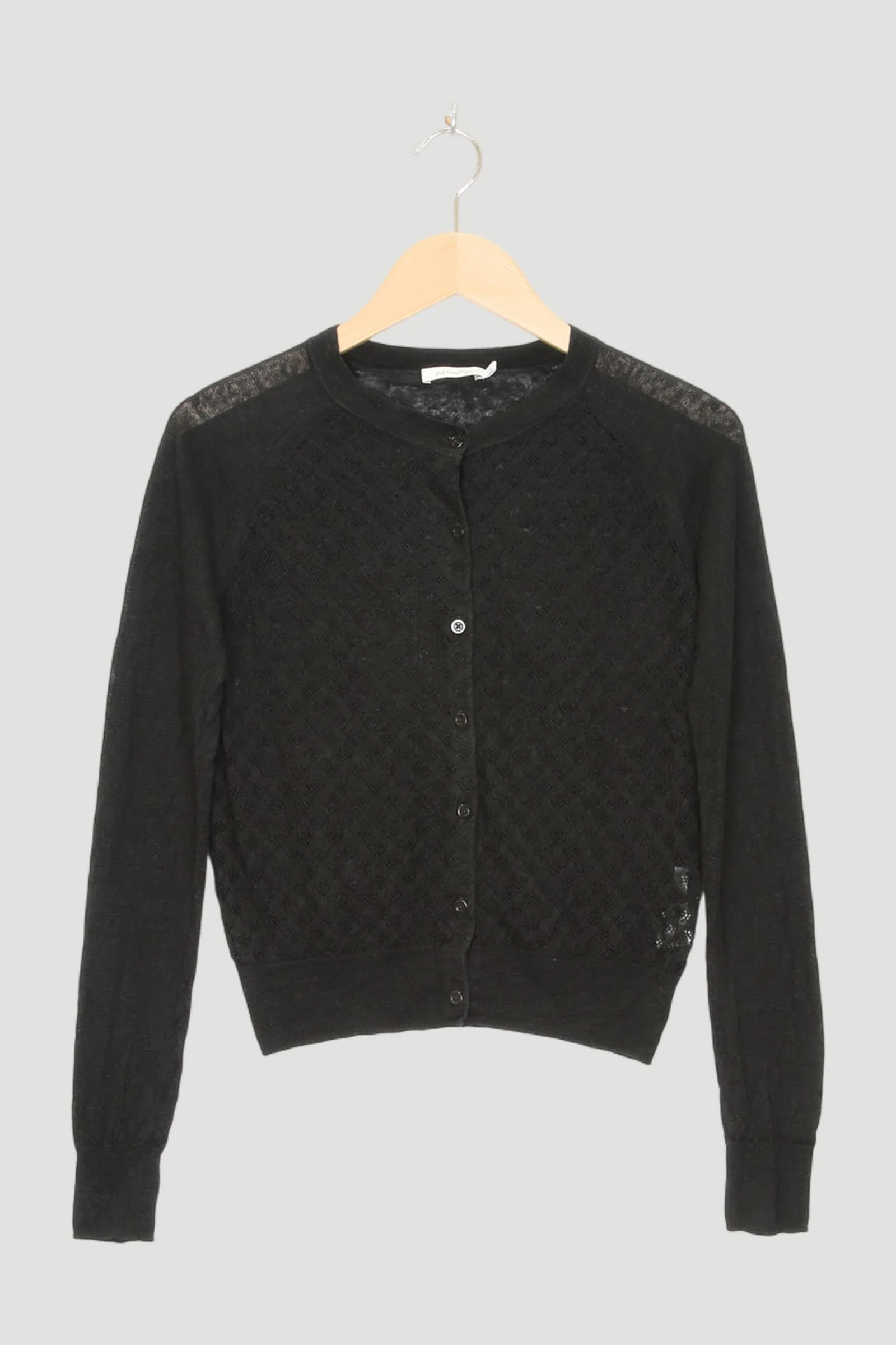 Secondhand Ajour-Strickjacke aus Leinen mit Seide