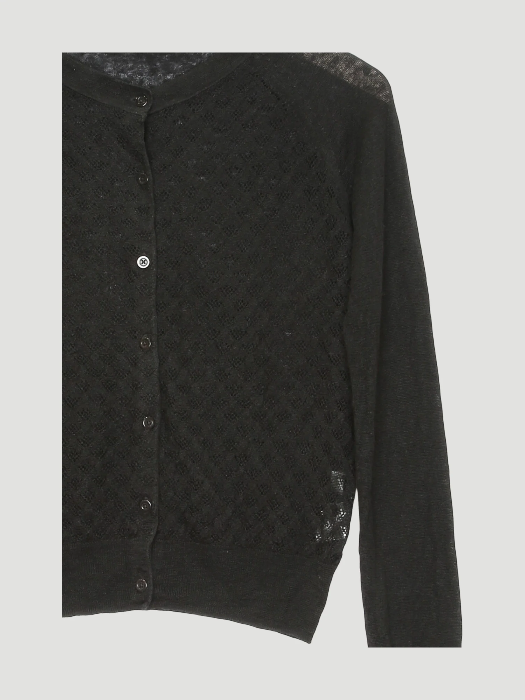 Secondhand Ajour-Strickjacke aus Leinen mit Seide - Image 3