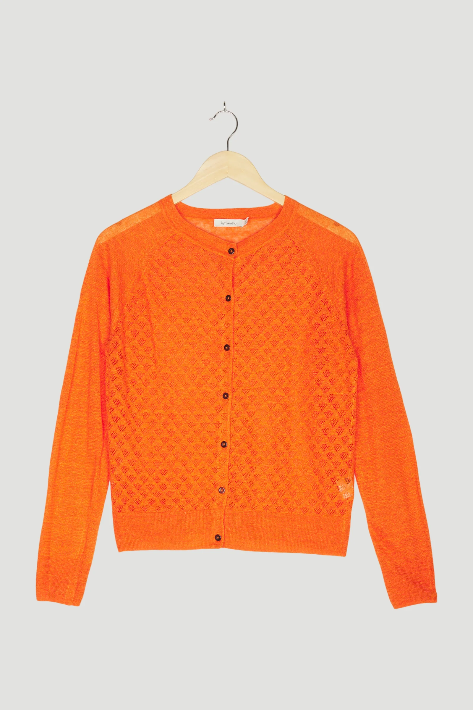 Secondhand Ajour-Strickjacke aus Leinen mit Seide - Image 4