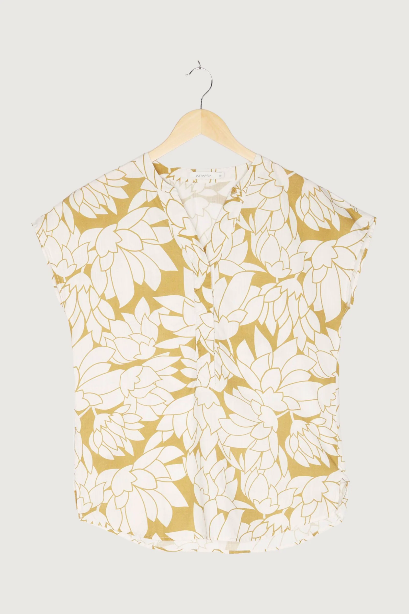Secondhand Bluse aus Bio-Baumwolle mit Leinen