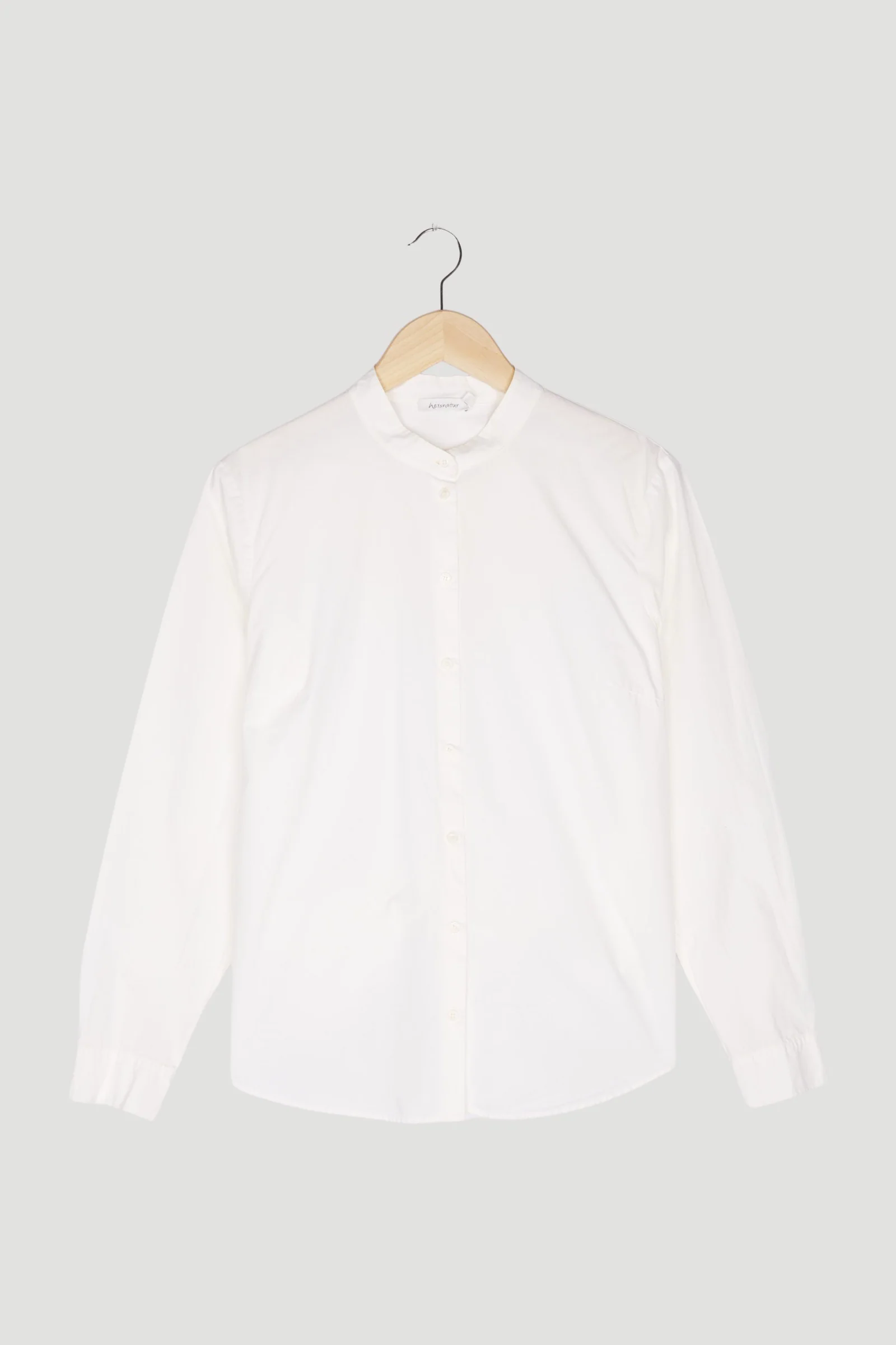 Secondhand Bluse mit Stehkragen aus reiner Bio-Baumwolle