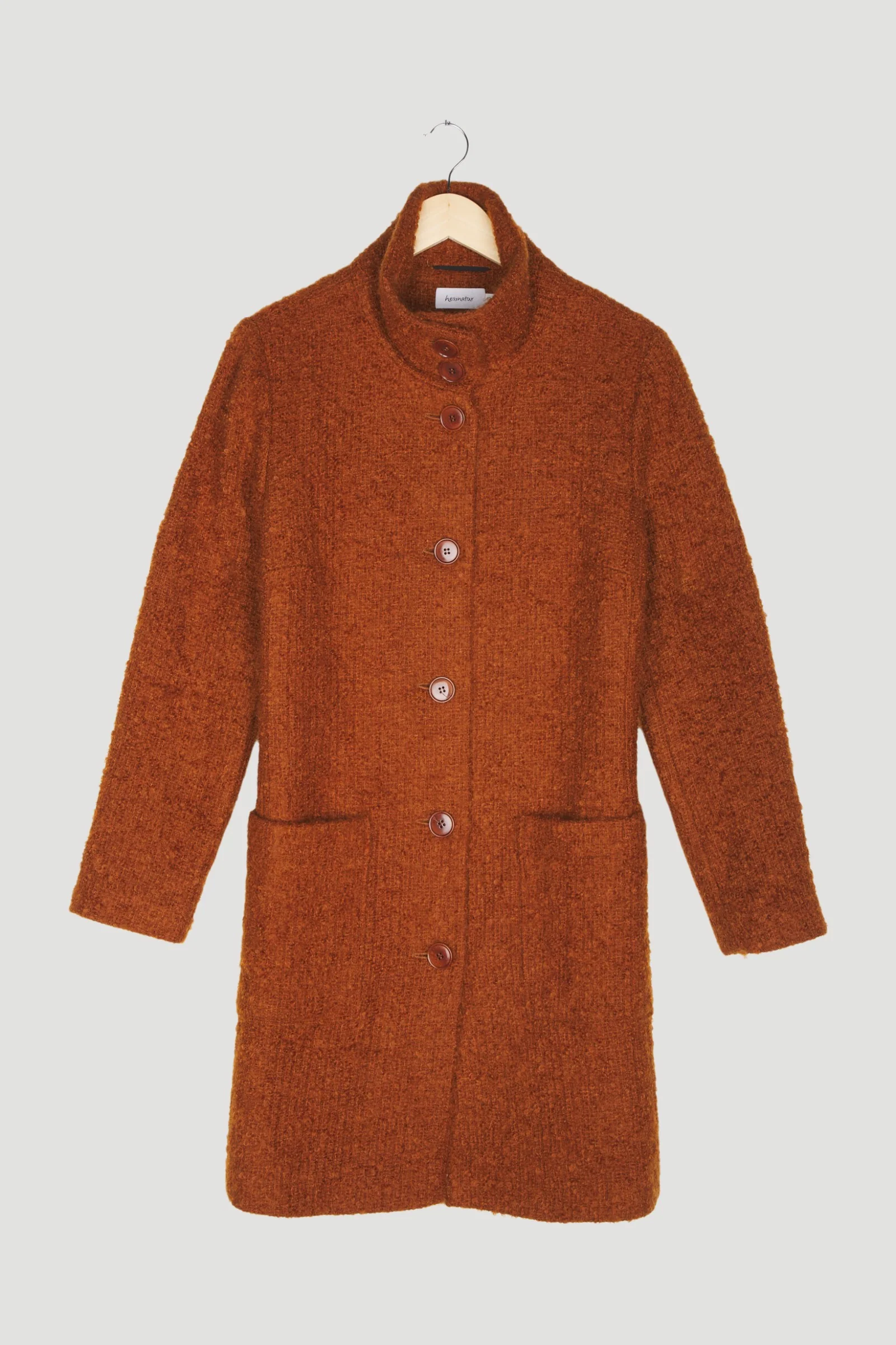 Secondhand Bouclé-Mantel aus Mohair mit Schurwolle