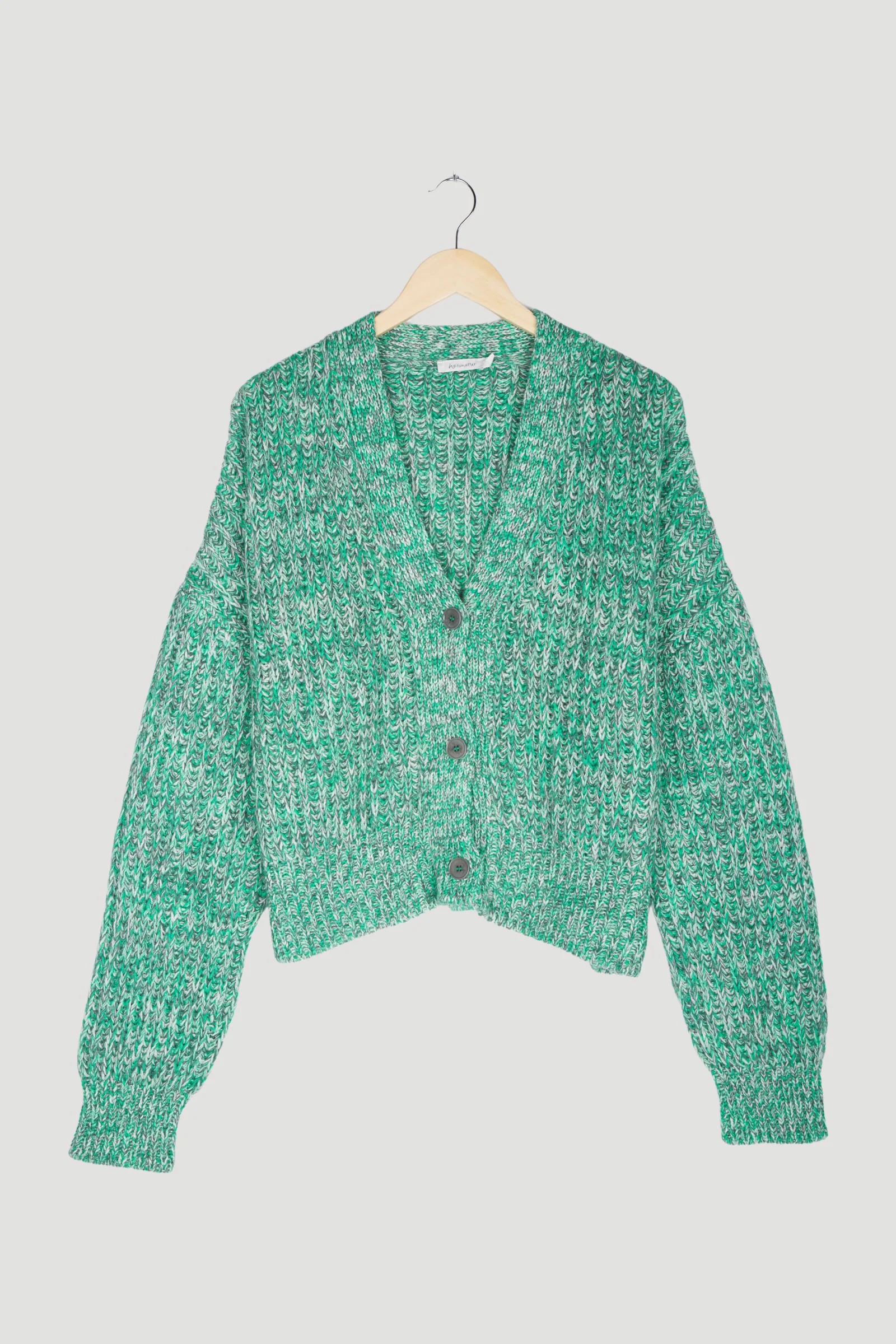 Secondhand Cardigan aus Bio-Baumwolle und Bio-Schurwolle mit Alpaka