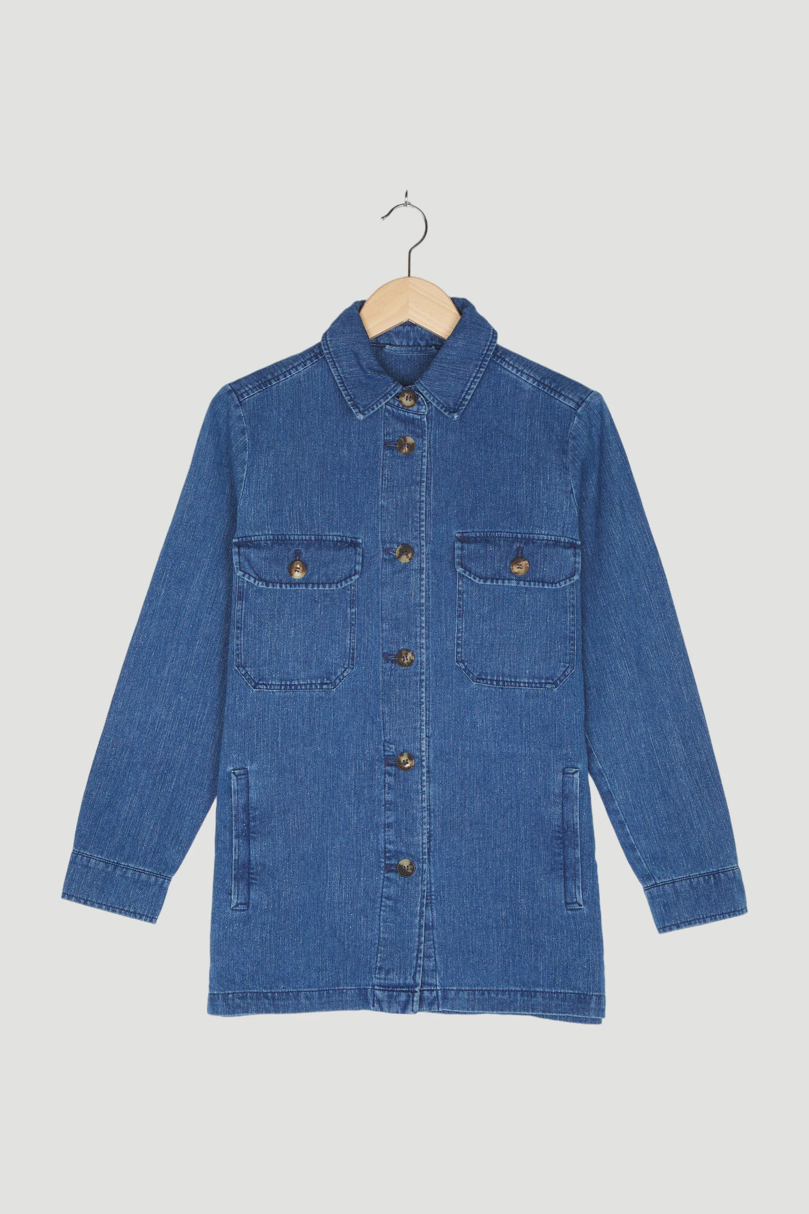 Secondhand Denim-Overshirt aus Hanf mit Bio-Baumwolle