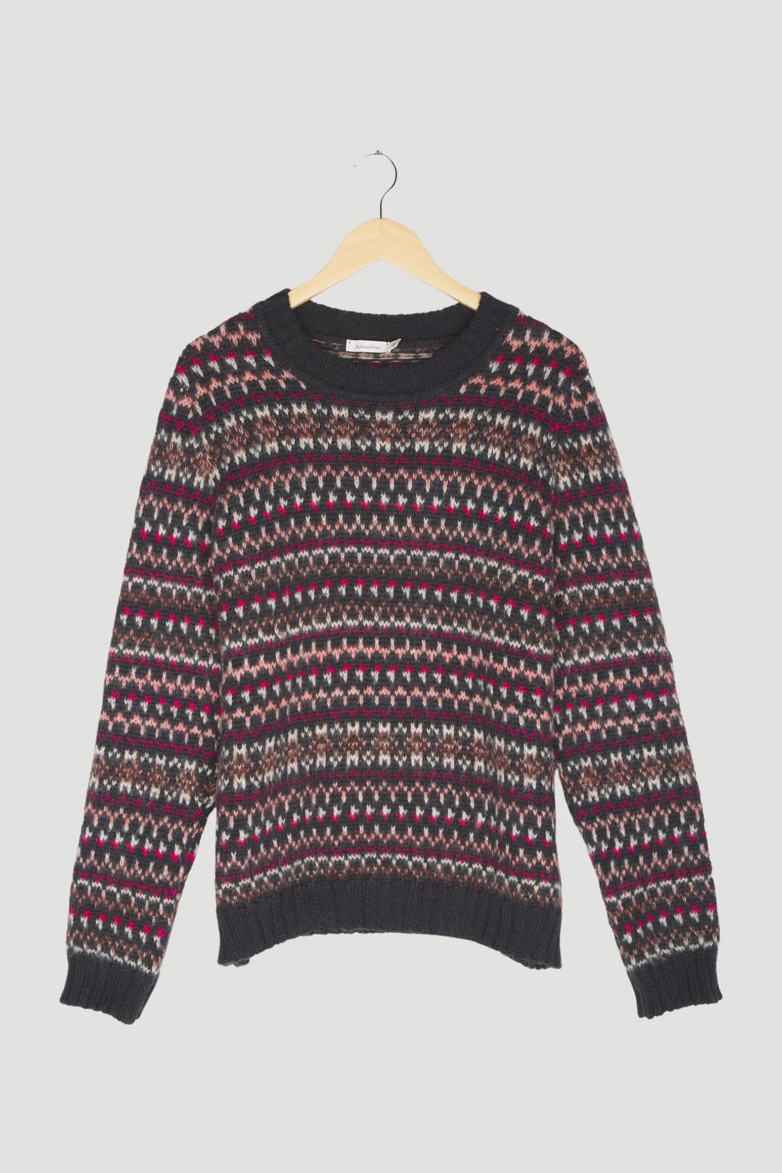 Secondhand Jacquard-Pullover aus Alpaka mit Seide und Mohair