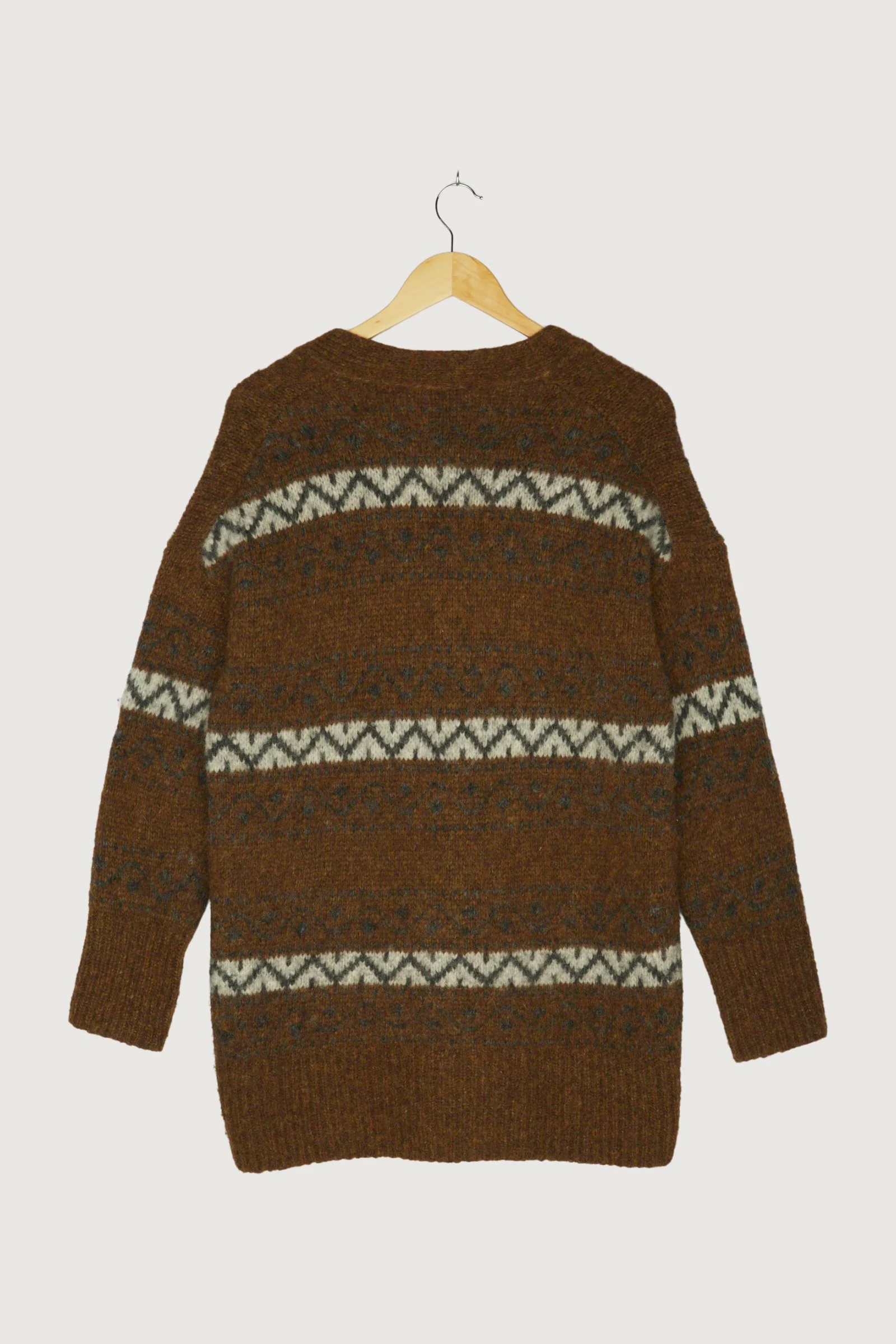Secondhand Jacquard-Strickjacke aus Alpaka mit Pima Baumwolle - Image 2