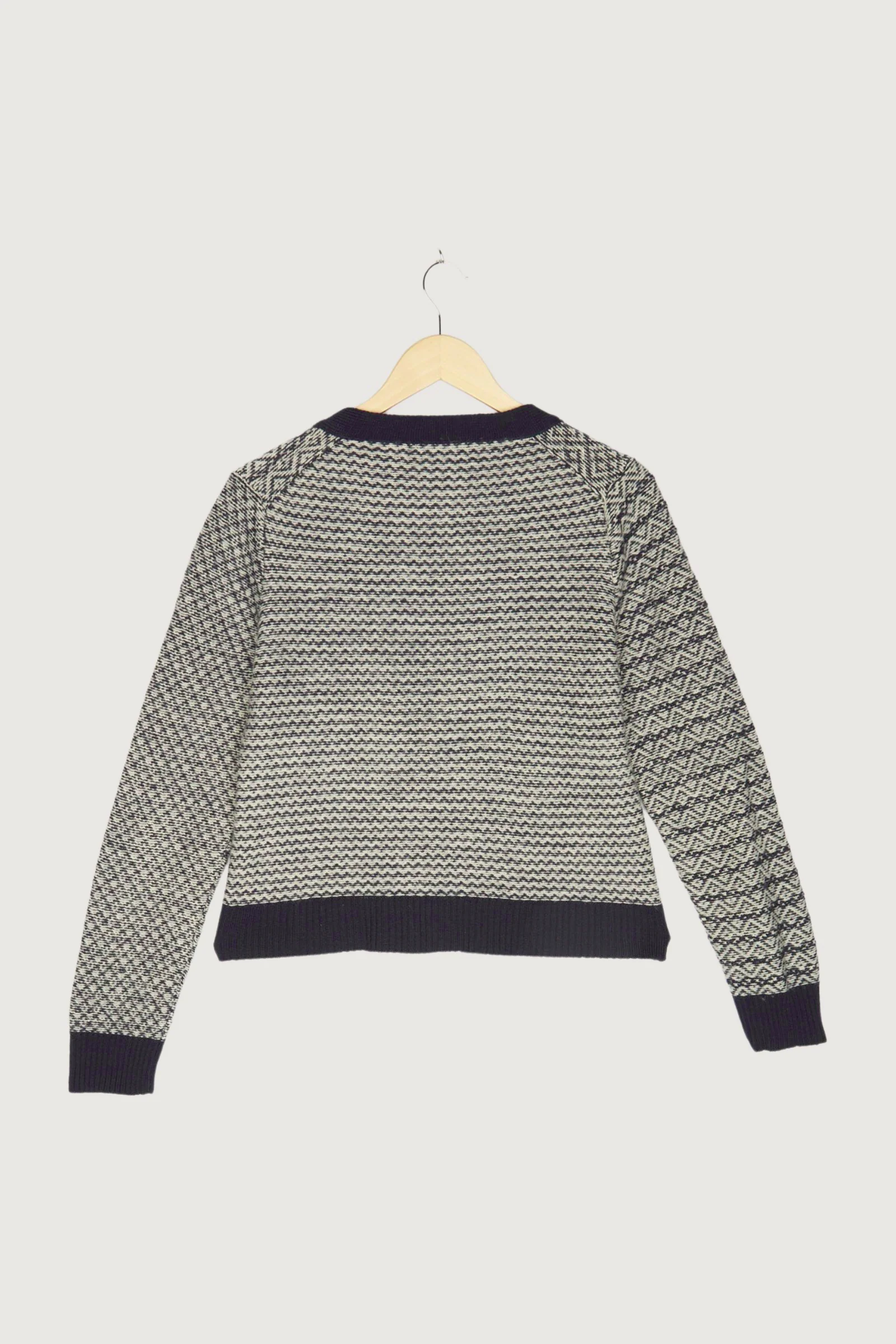 Secondhand Jacquard-Strickjacke aus reiner Schurwolle - Image 2