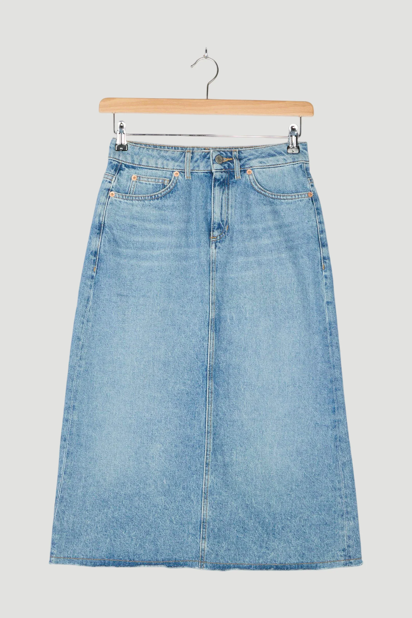 Secondhand Jeans Rock Midi Regular aus reinem Bio-Denim