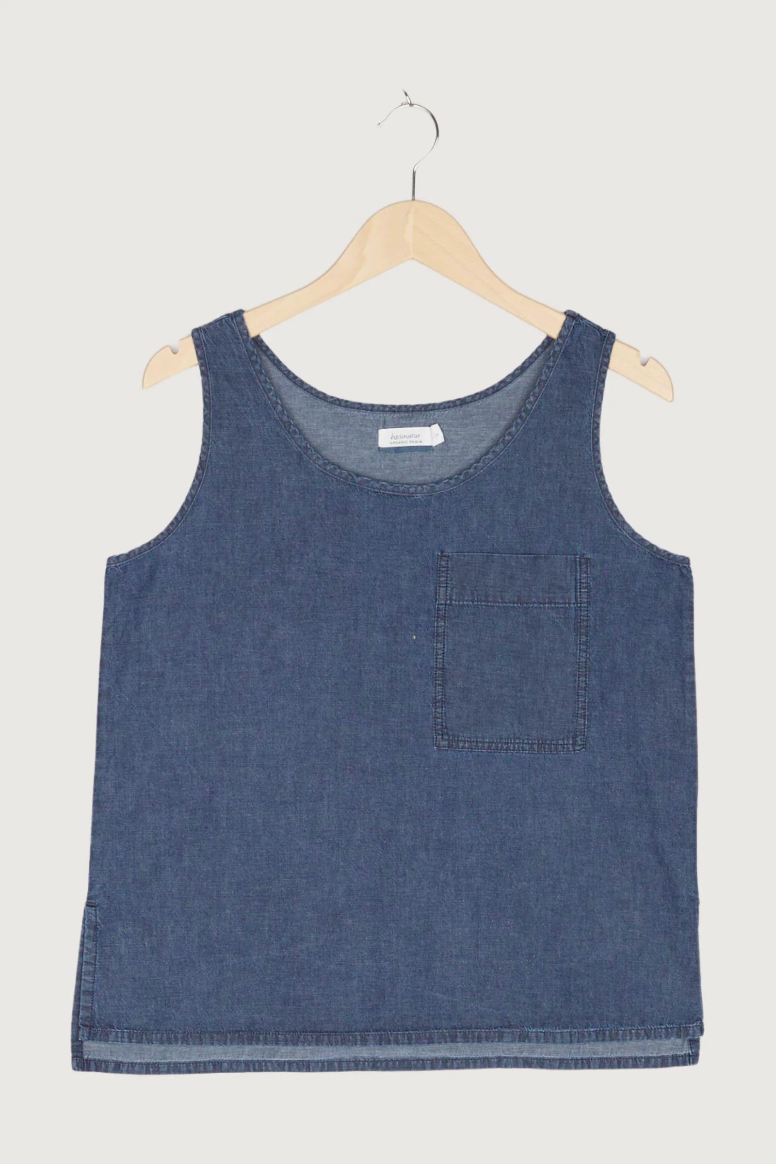 Secondhand Jeans-Top aus Bio-Baumwolle mit Leinen
