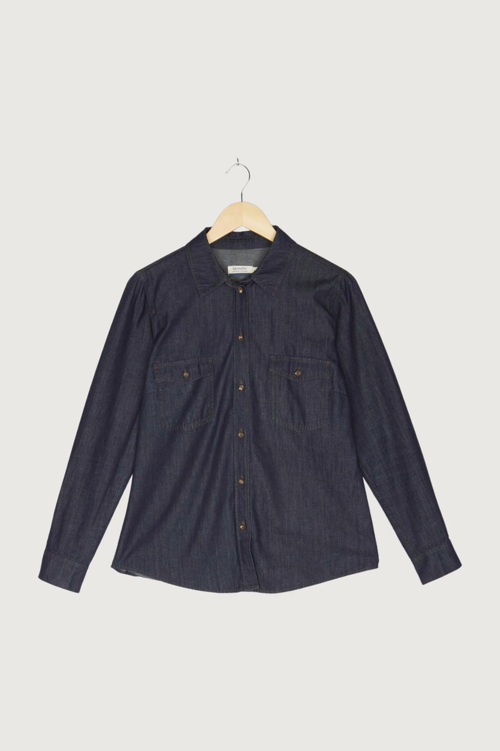 Secondhand Jeansbluse aus reiner Bio-Baumwolle