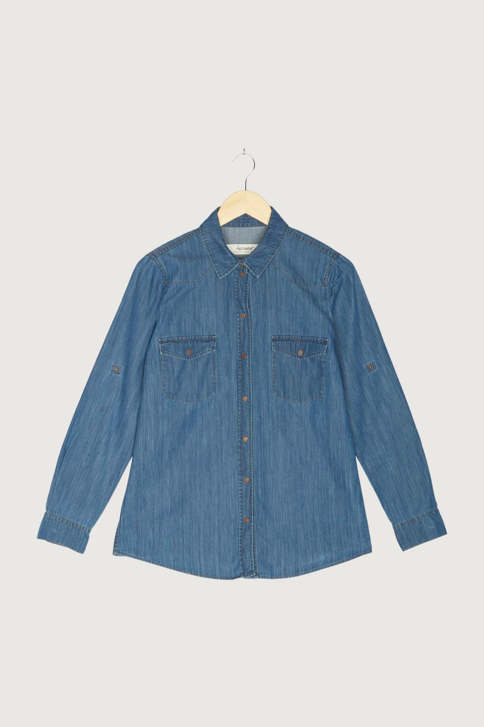 Secondhand Jeansbluse aus reiner Bio-Baumwolle