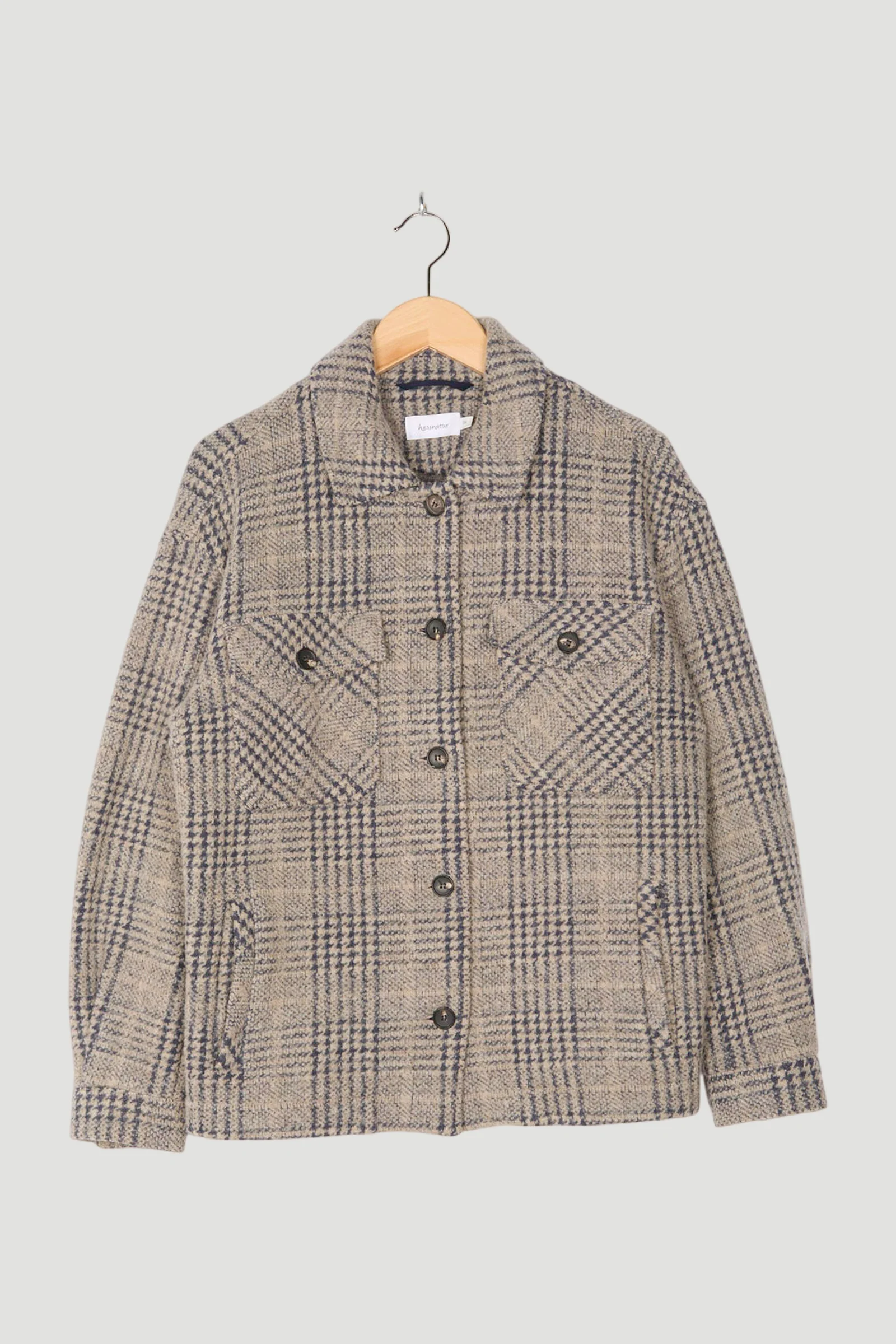 Secondhand Jersey-Overshirt aus Bio-Schurwolle mit Bio-Baumwolle