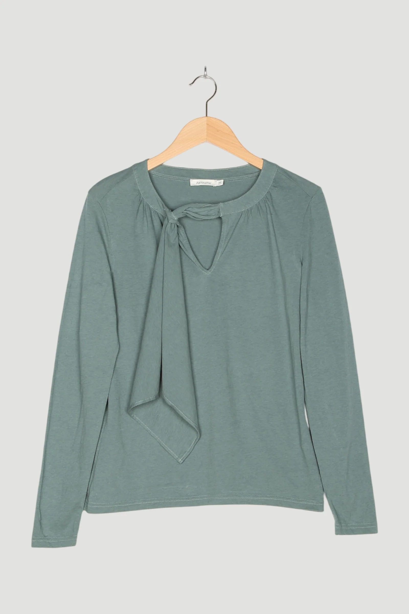 Secondhand Jerseybluse aus Bio-Baumwolle mit Schurwolle
