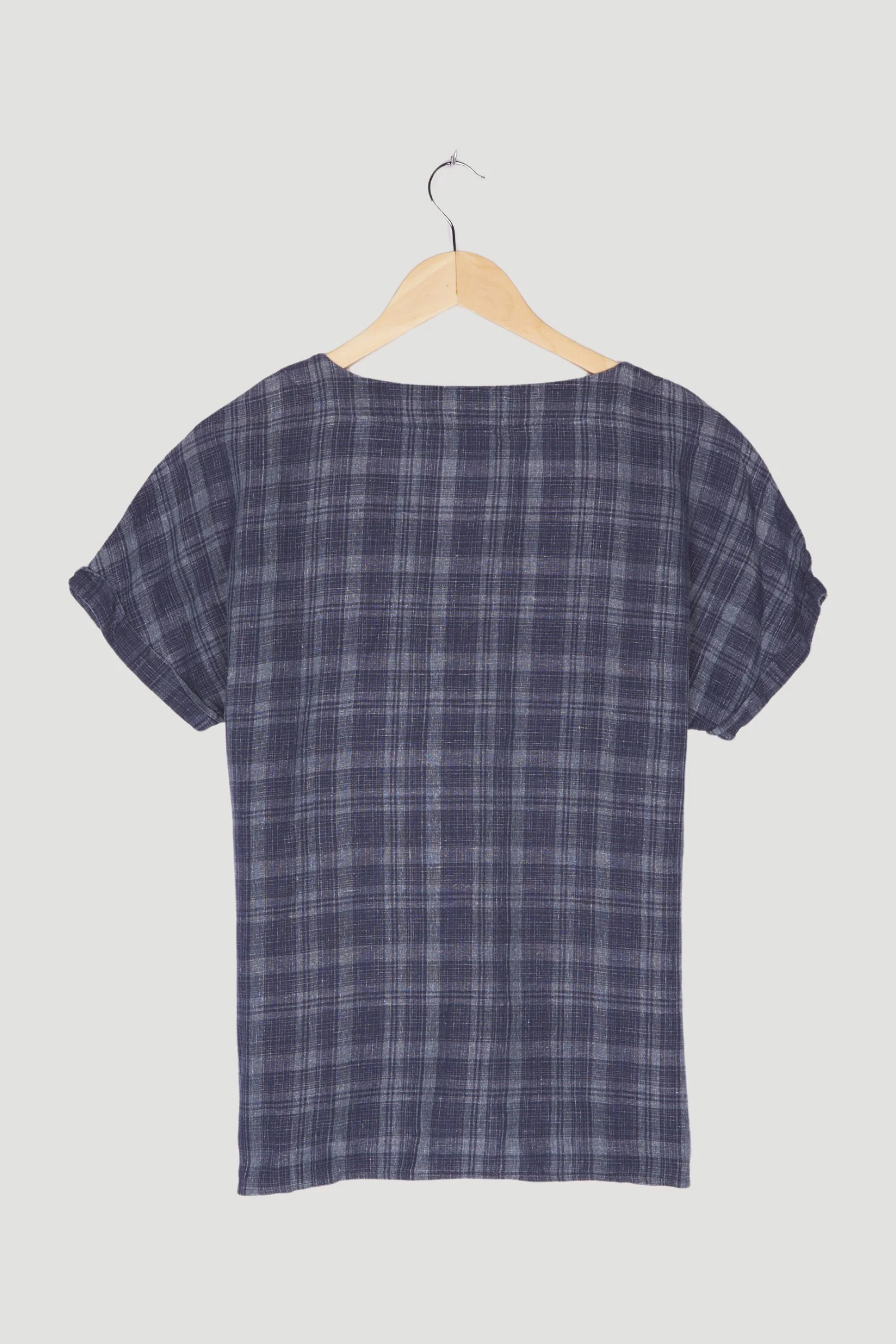Secondhand Karo-Bluse aus Leinen mit Baumwolle - Image 2