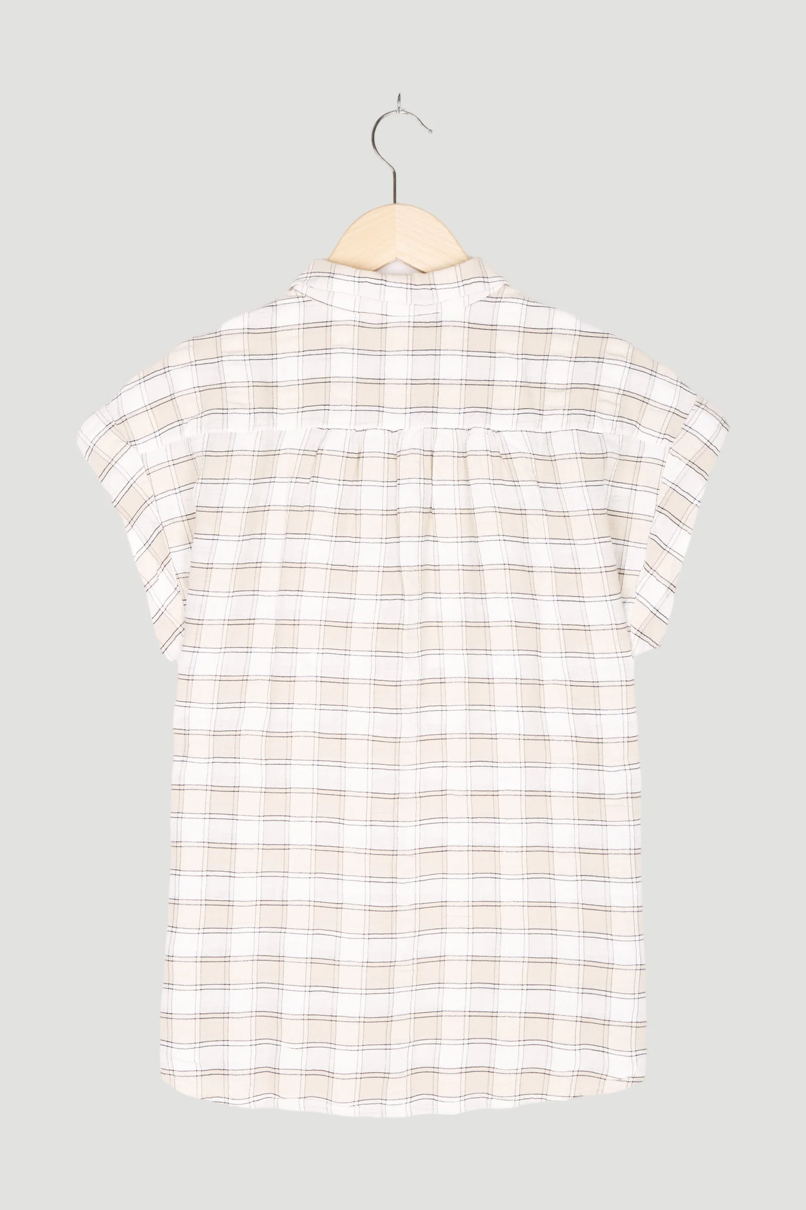Secondhand Karo-Bluse aus Leinen mit Bio-Baumwolle - Image 2