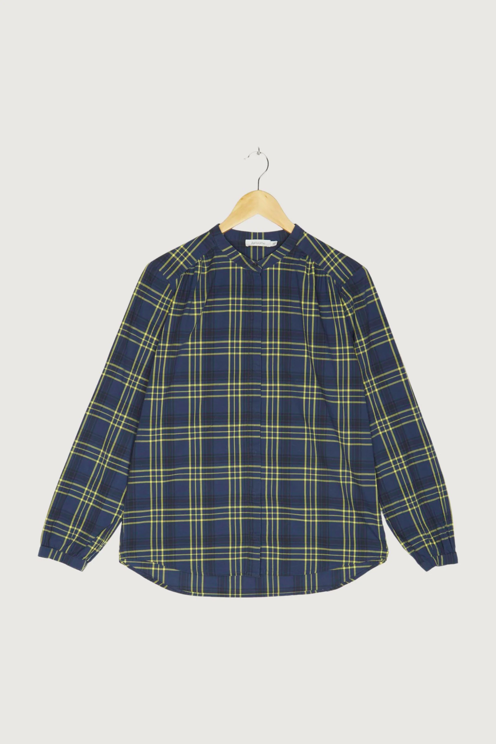 Secondhand Karo-Bluse aus reiner Bio-Baumwolle