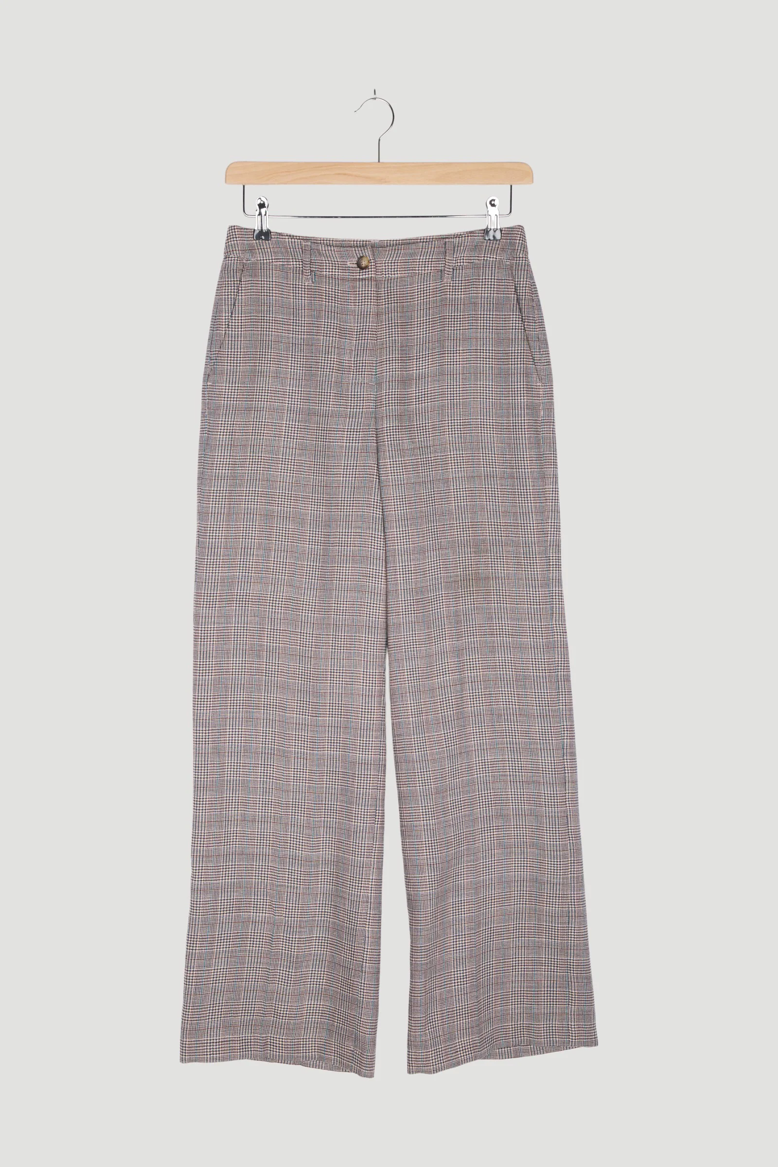 Secondhand Karo-Hose Flared aus reiner Bio-Merinowolle