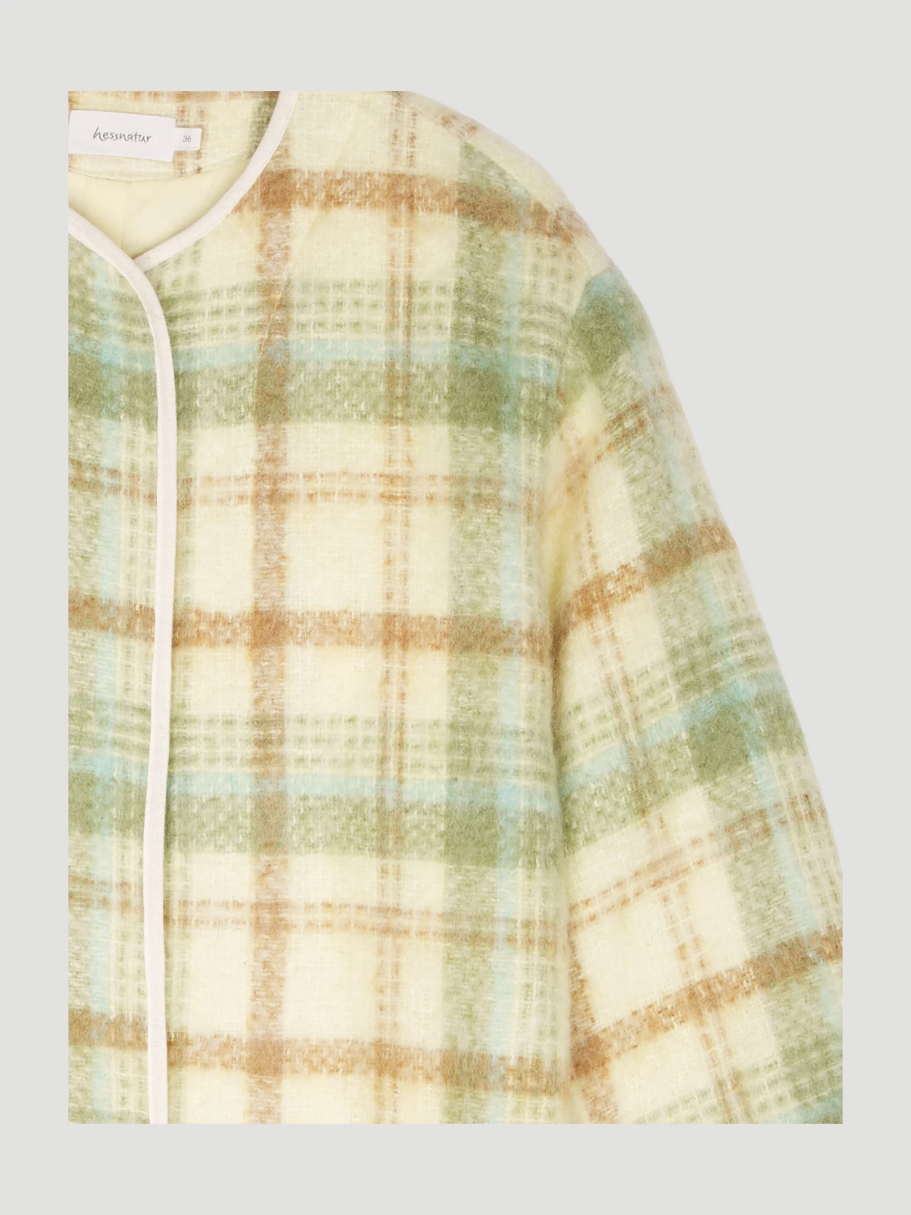 Secondhand Karo-Mantel aus Mohair mit Schurwolle - Image 3