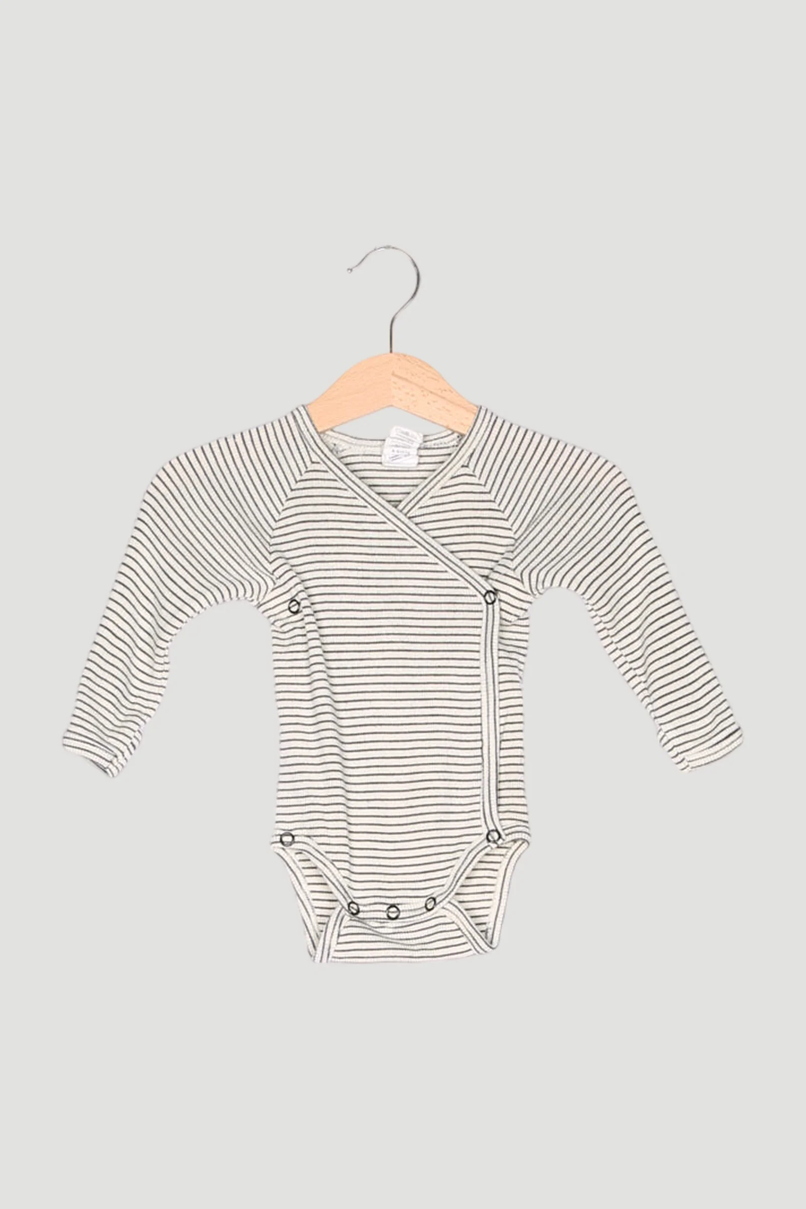 Secondhand Langarmwickelbody aus Bio-Merinowolle und Seide
