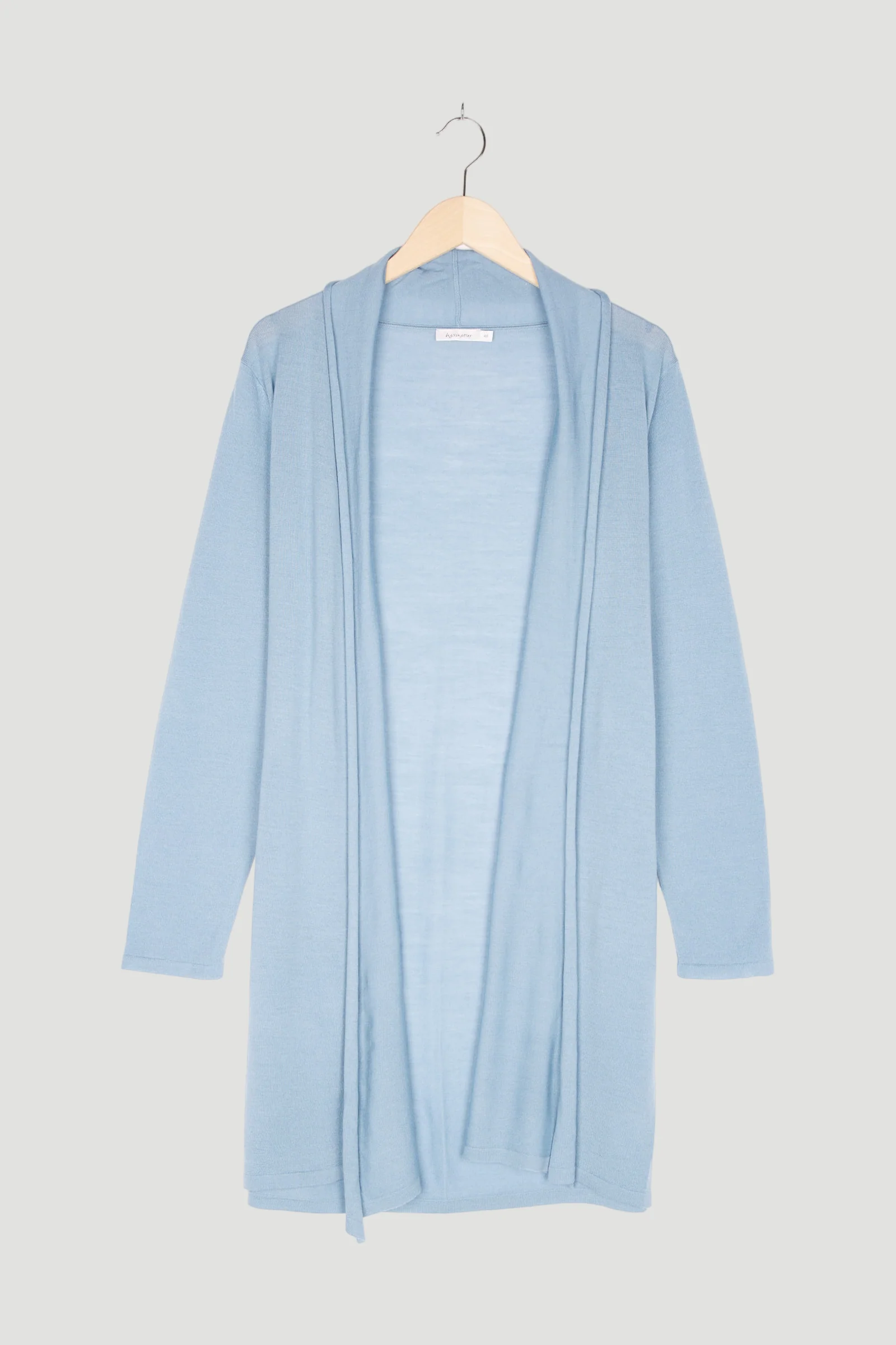 Secondhand Long Strickjacke aus reiner Bio-Merinwolle