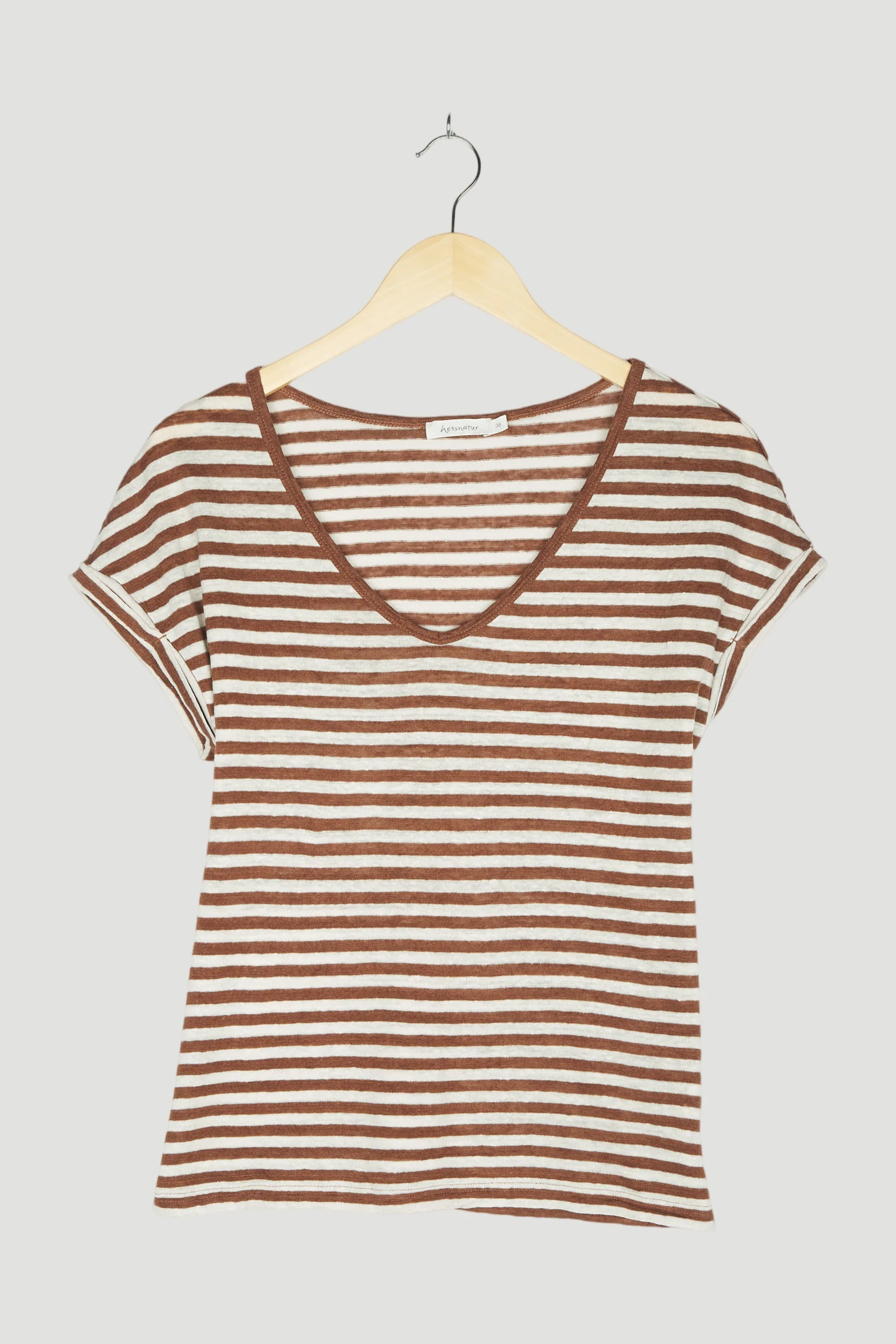 Secondhand Ringel-Kurzarmshirt aus reinem Leinen - Image 4