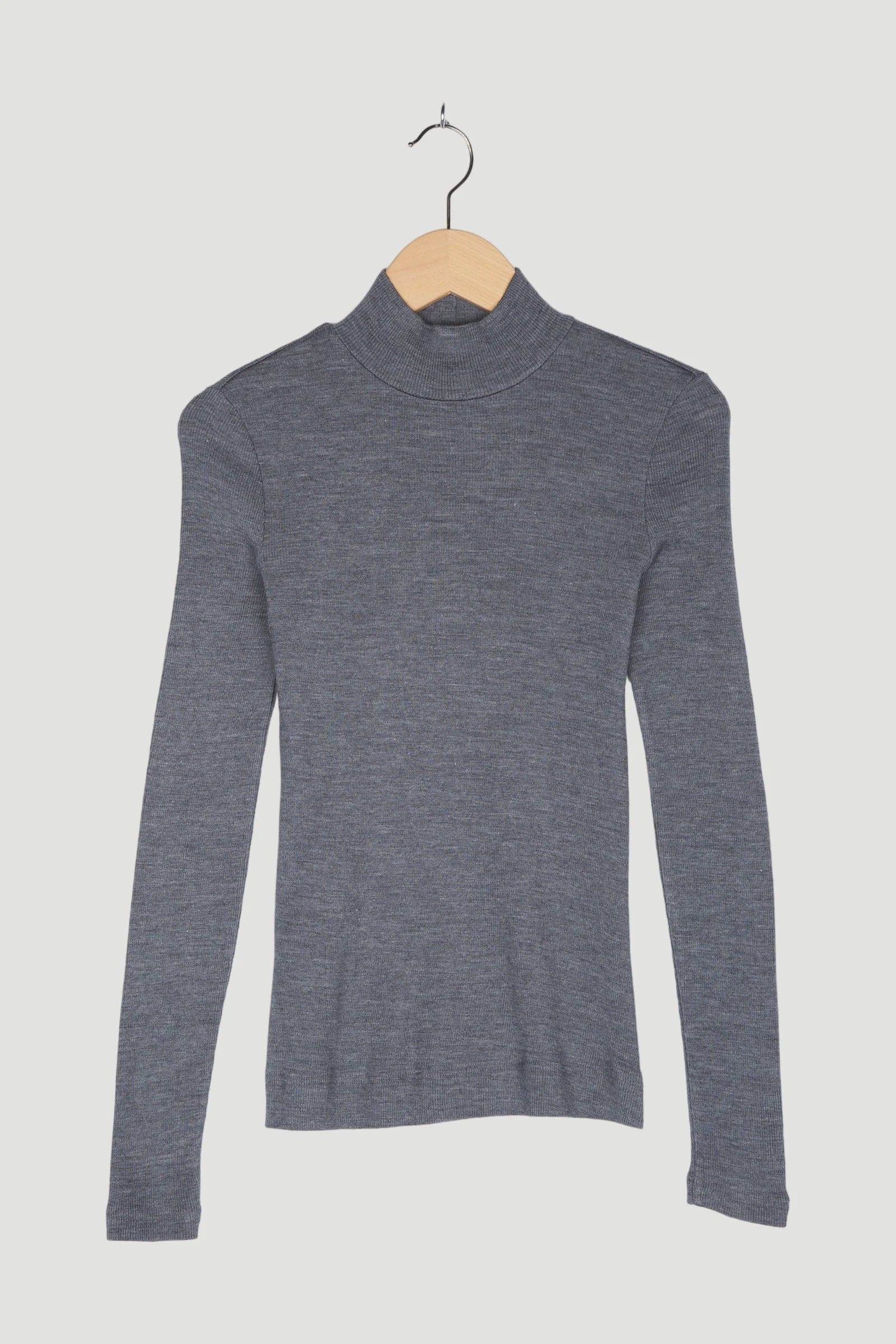 Secondhand Rollkragenshirt aus Bio-Merinowolle mit Seide
