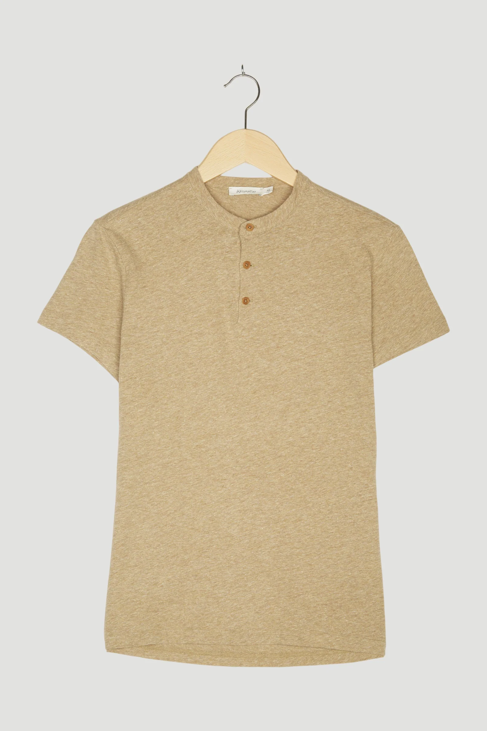 Secondhand Stehkragen-Shirt aus Bio-Baumwolle mit Leinen