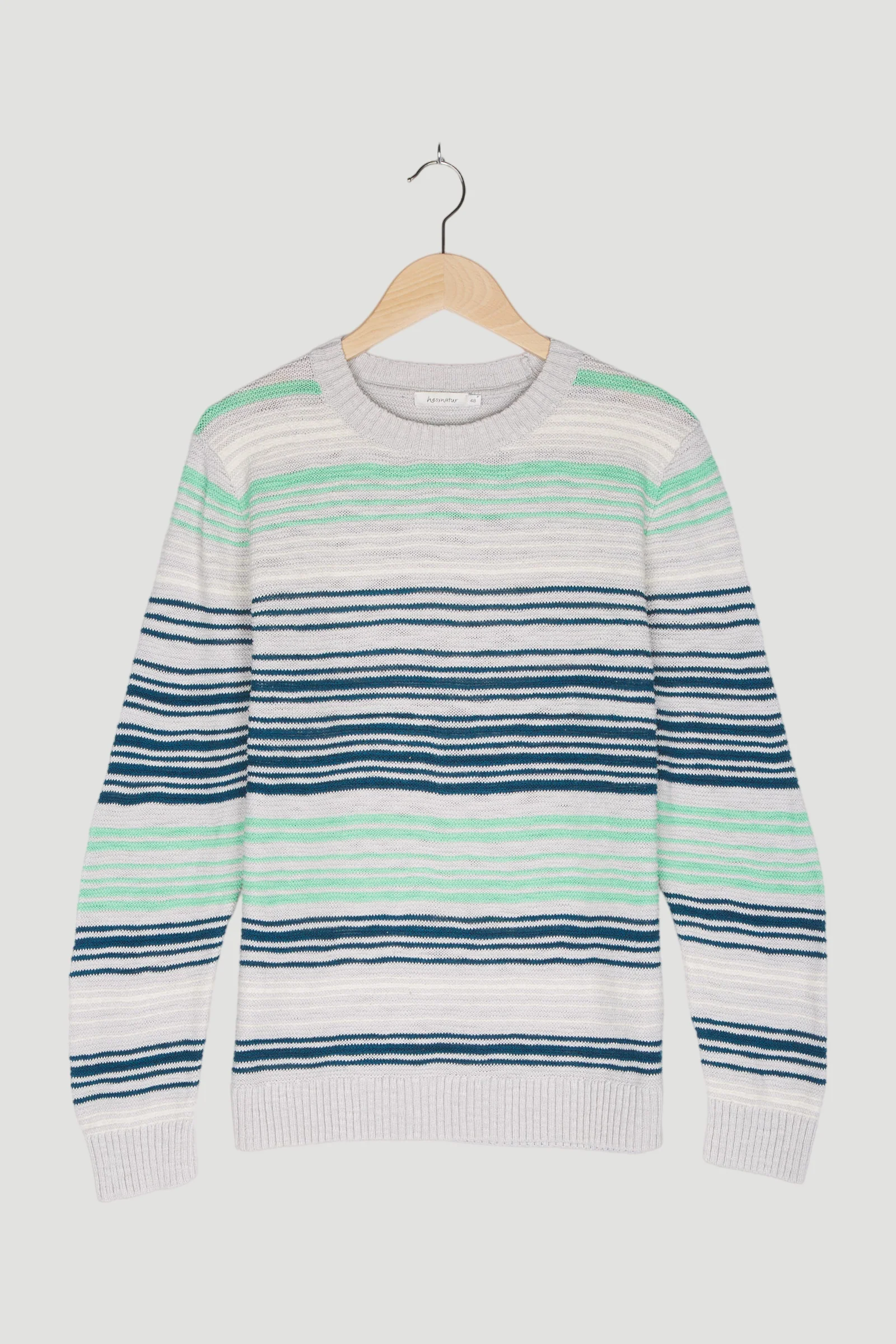 Secondhand Streifen-Pullover aus Bio-Baumwolle mit Schurwoll-Leinen-Mix