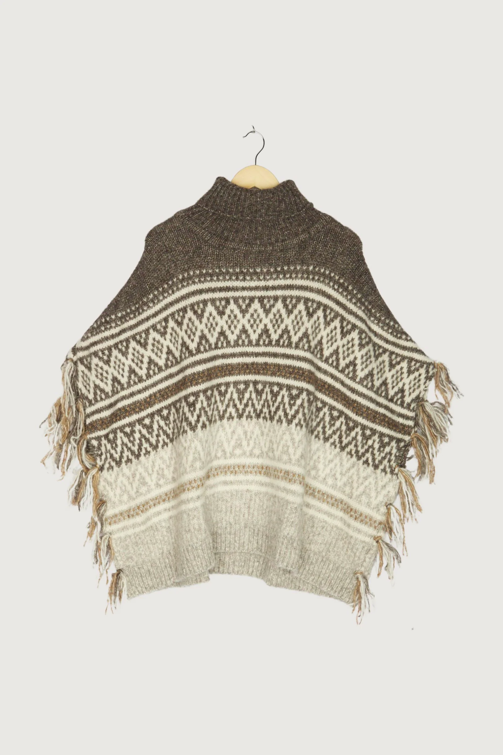 Secondhand Strick-Poncho aus Alpaka mit Baumwolle - Image 4