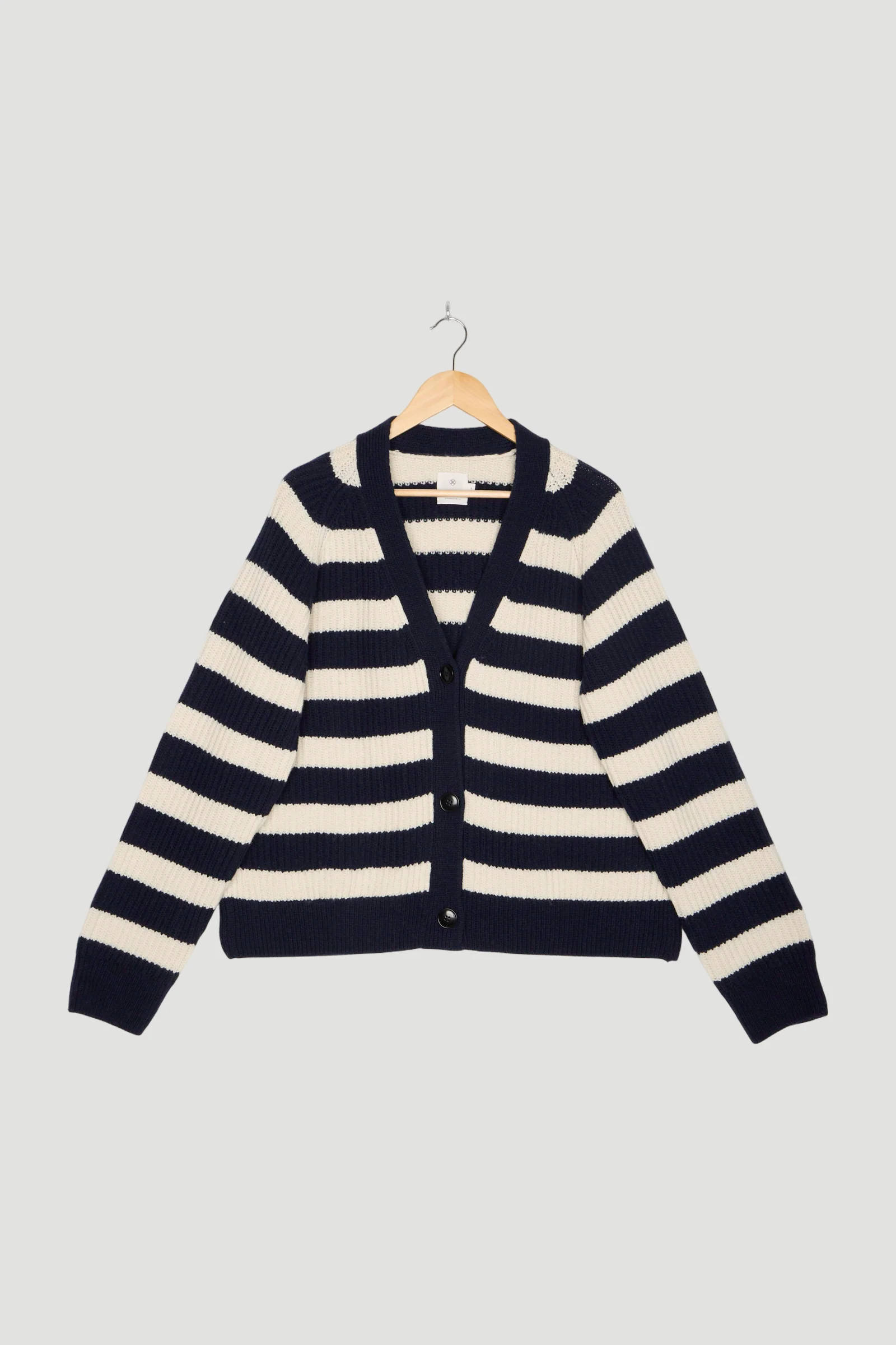 Secondhand Strickjacke Streifen Relaxed aus Bio-Merinowolle mit Bio-Baumwolle