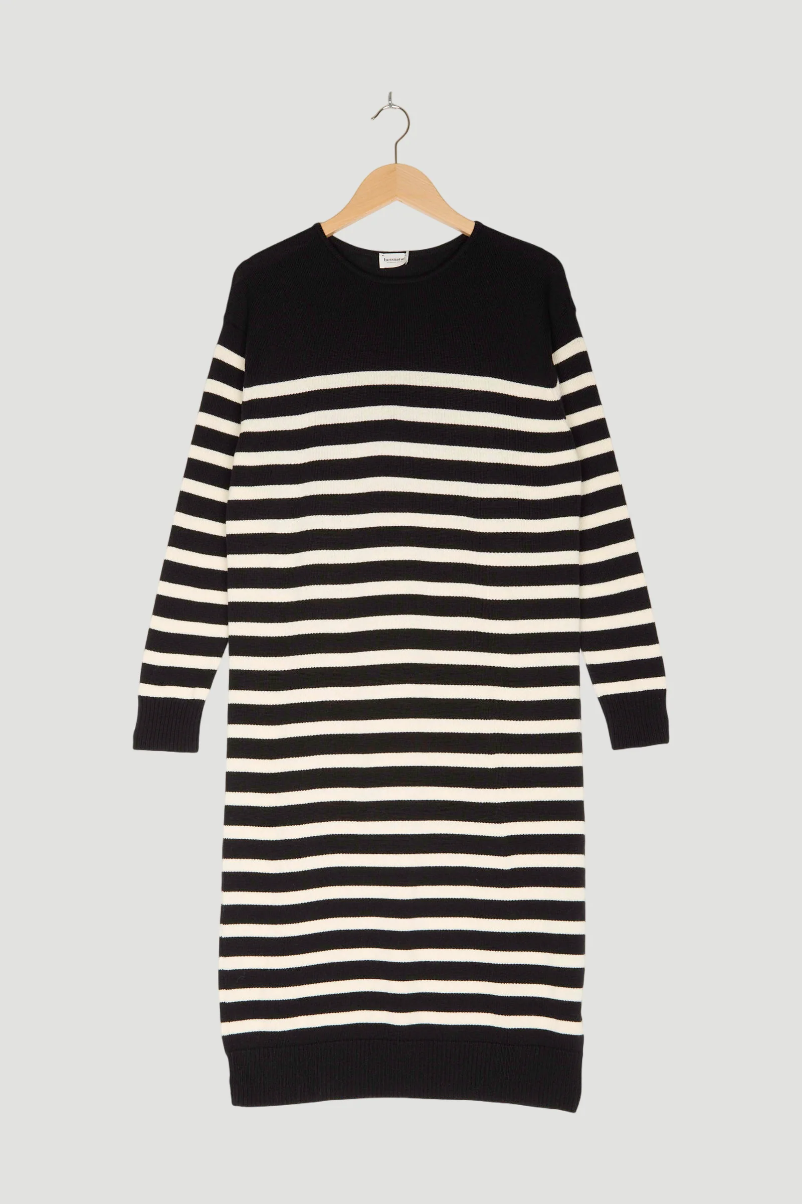Secondhand Strickkleid Streifen Midi Relaxed aus reiner Bio-Baumwolle und weicher Schurwolle