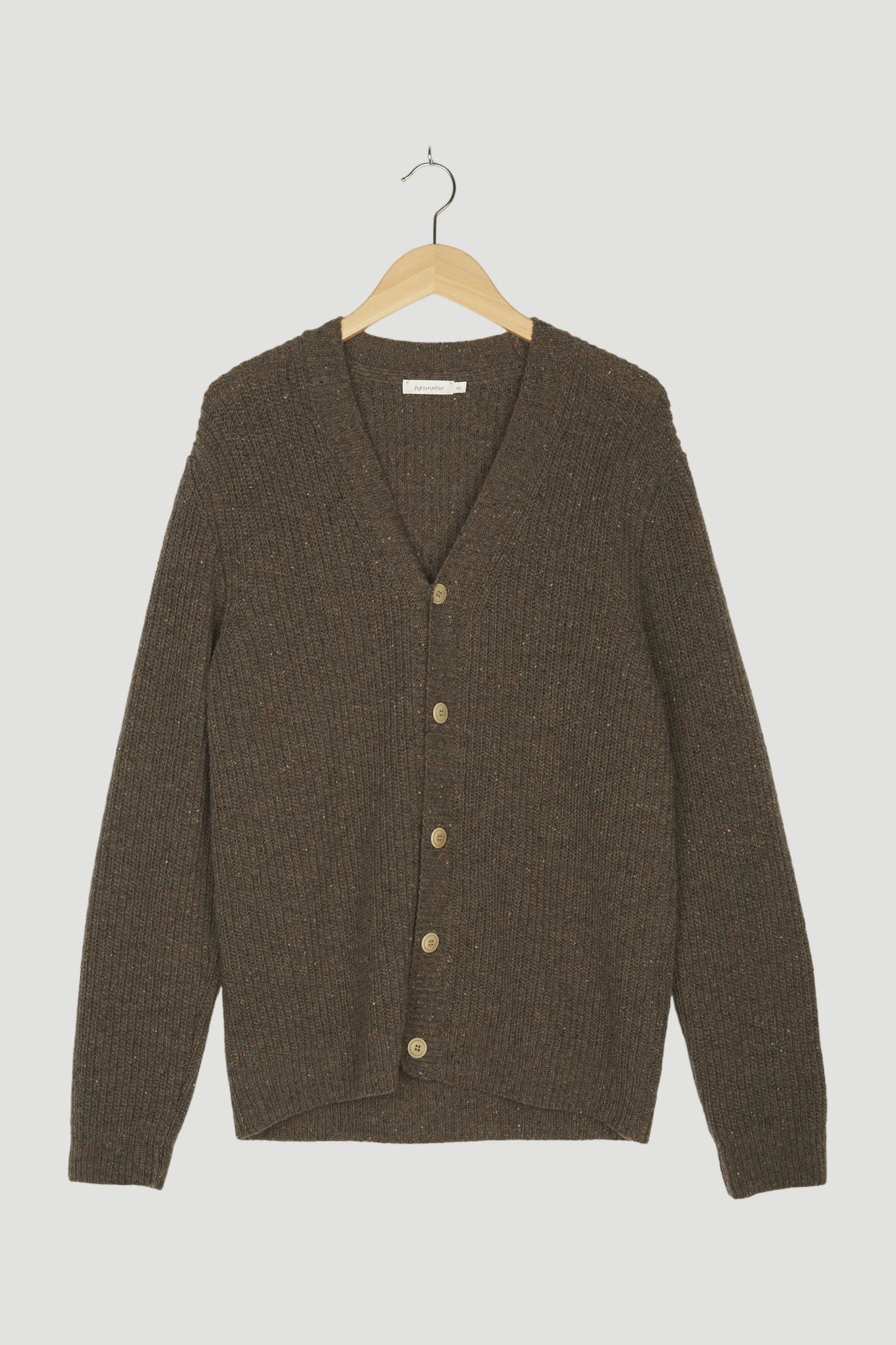 Secondhand Tweed Cardigan aus reiner Bio-Merinowolle