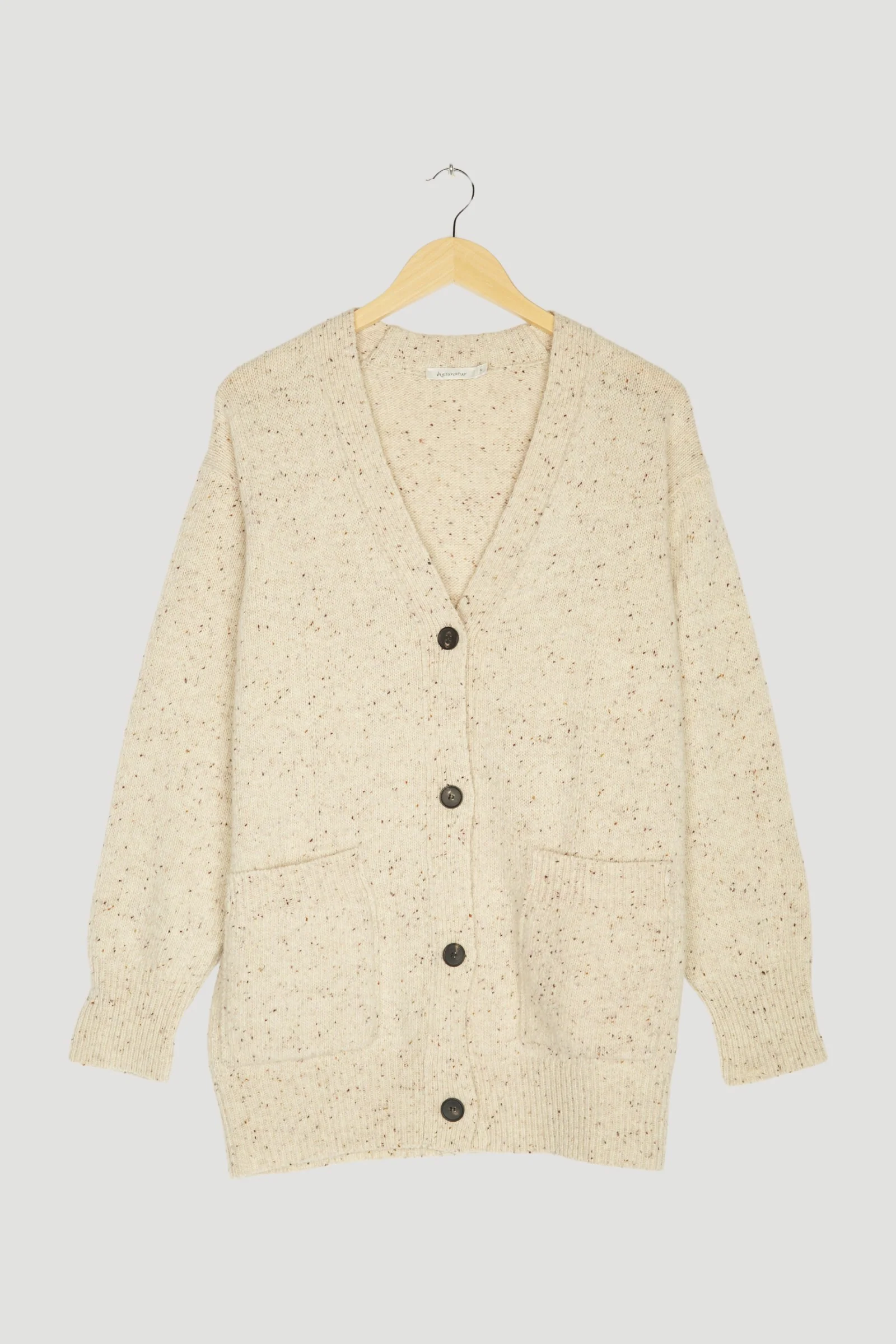Secondhand Tweed-Strickjacke aus reiner Bio-Schurwolle