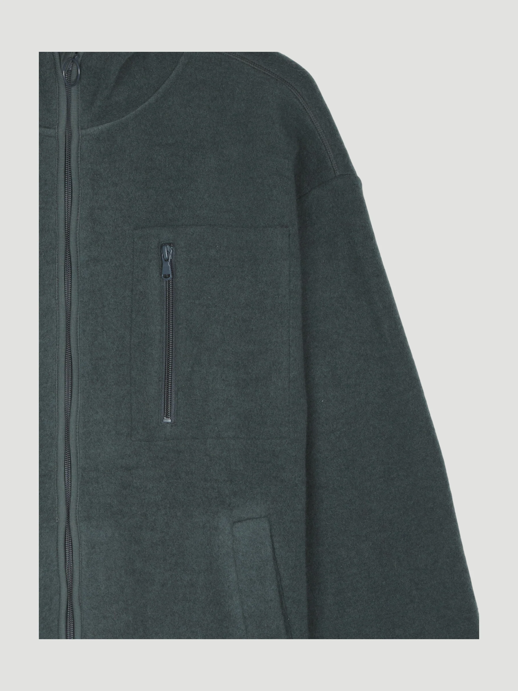 Secondhand Wollfleece Jacke mit Kapuze aus reiner Bio-Merinowolle - Image 3