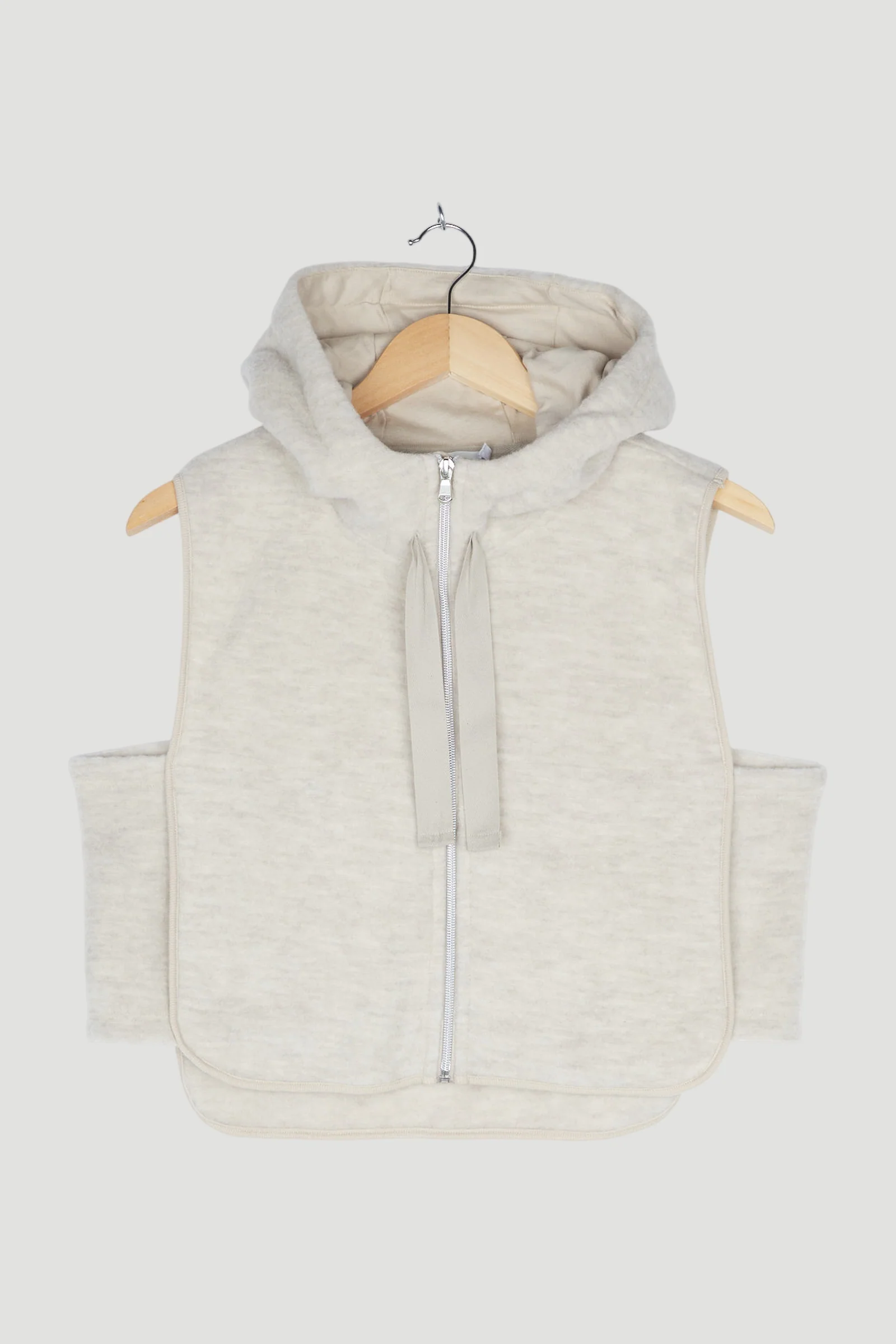 Secondhand Wollfleece Kapuzenweste aus reiner Bio-Merinowolle