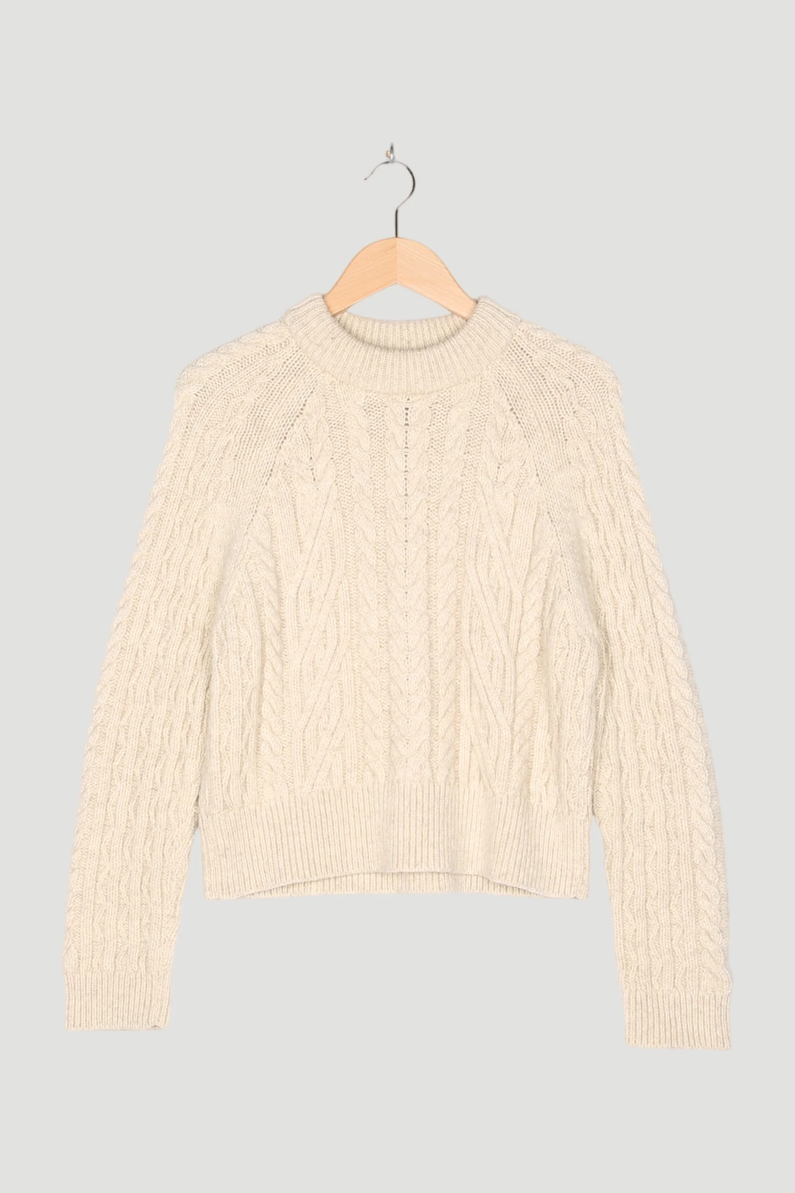 Secondhand Zopf-Pullover aus reiner mongolischer Merinowolle