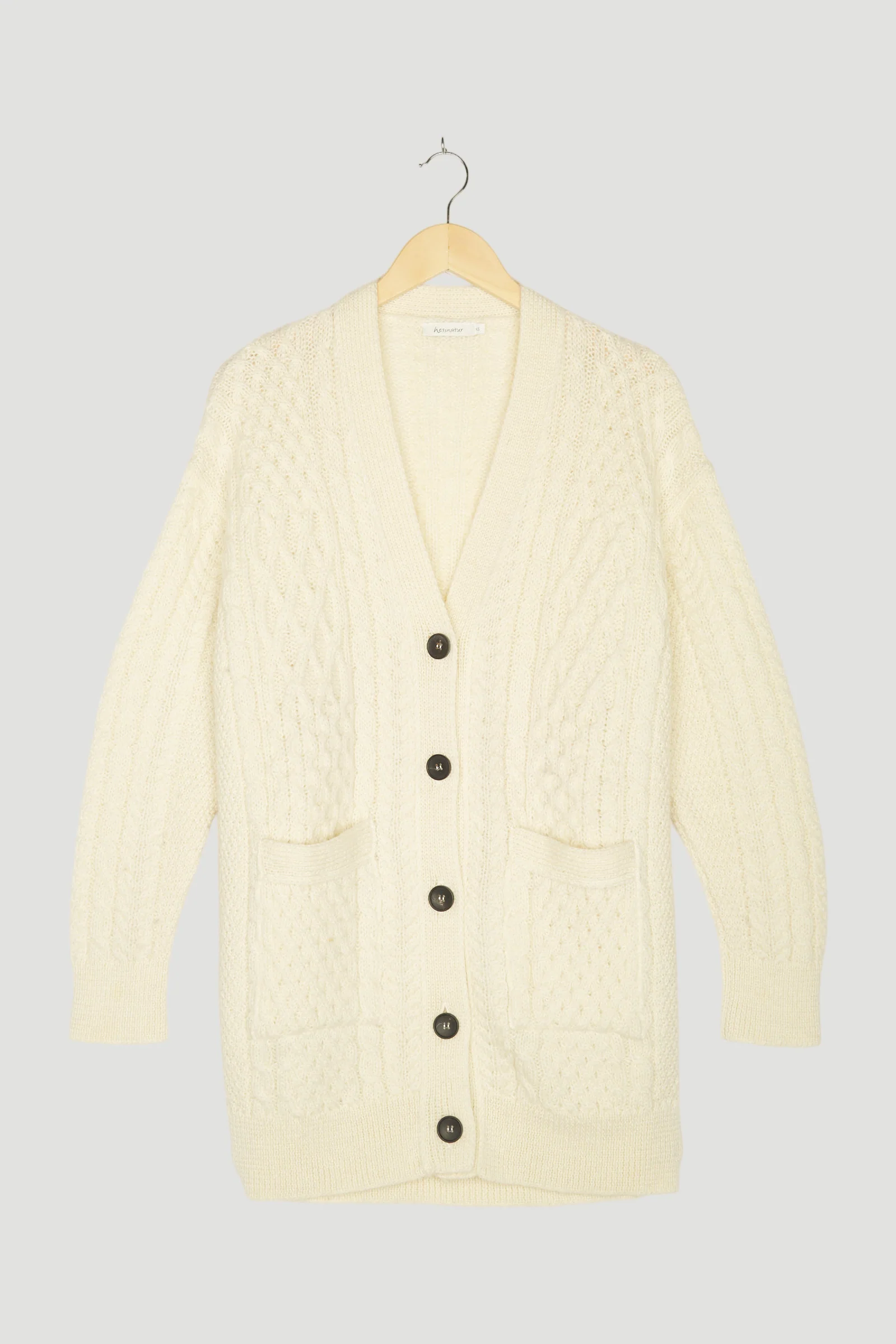 Secondhand Zopf-Strickjacke aus reiner Schurwolle - Image 4
